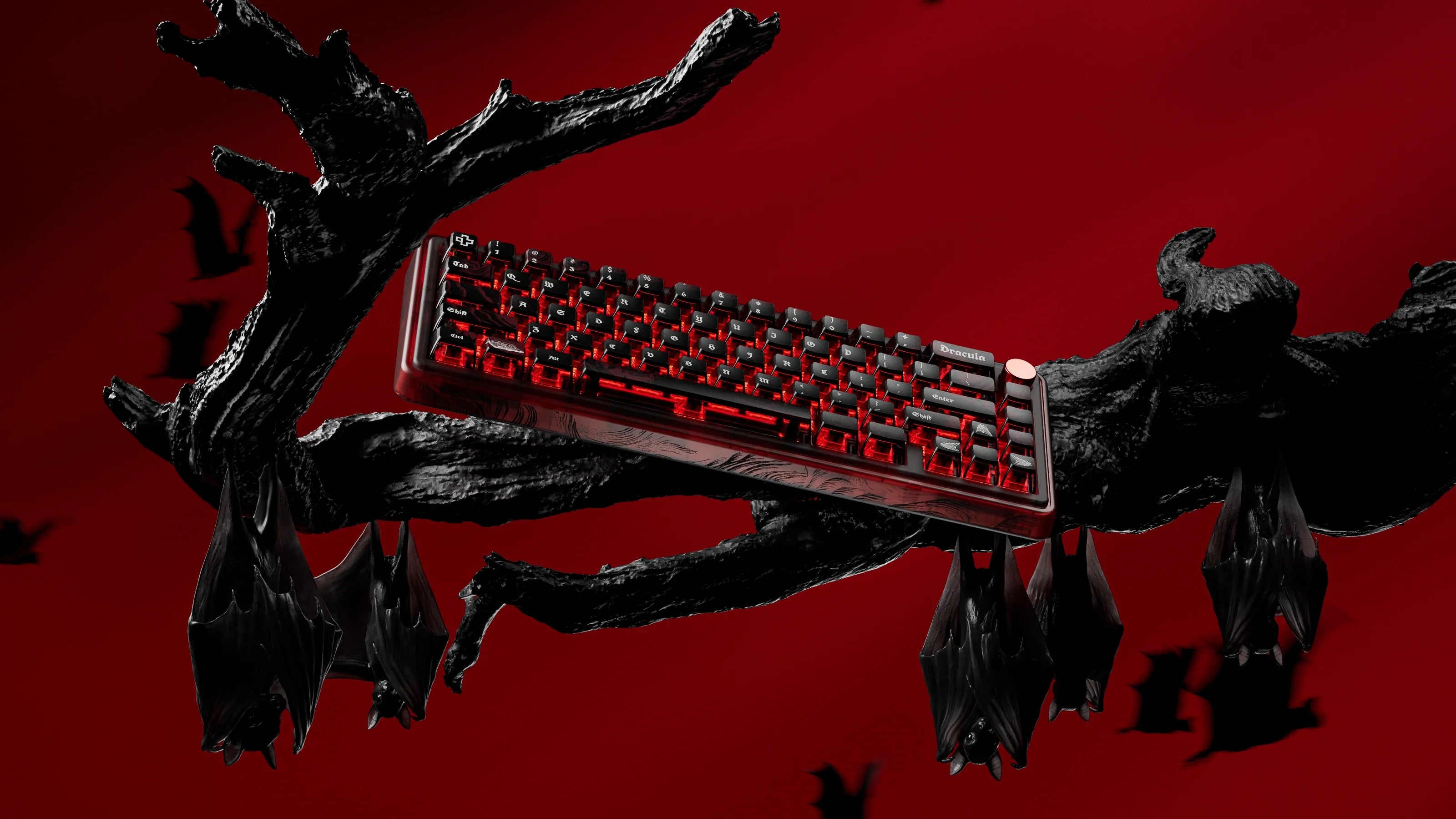QwertyKey65 Pro Dracula Bluetooth Wireless VIA Hotswap RGB Mechanical Gaming Keyboard