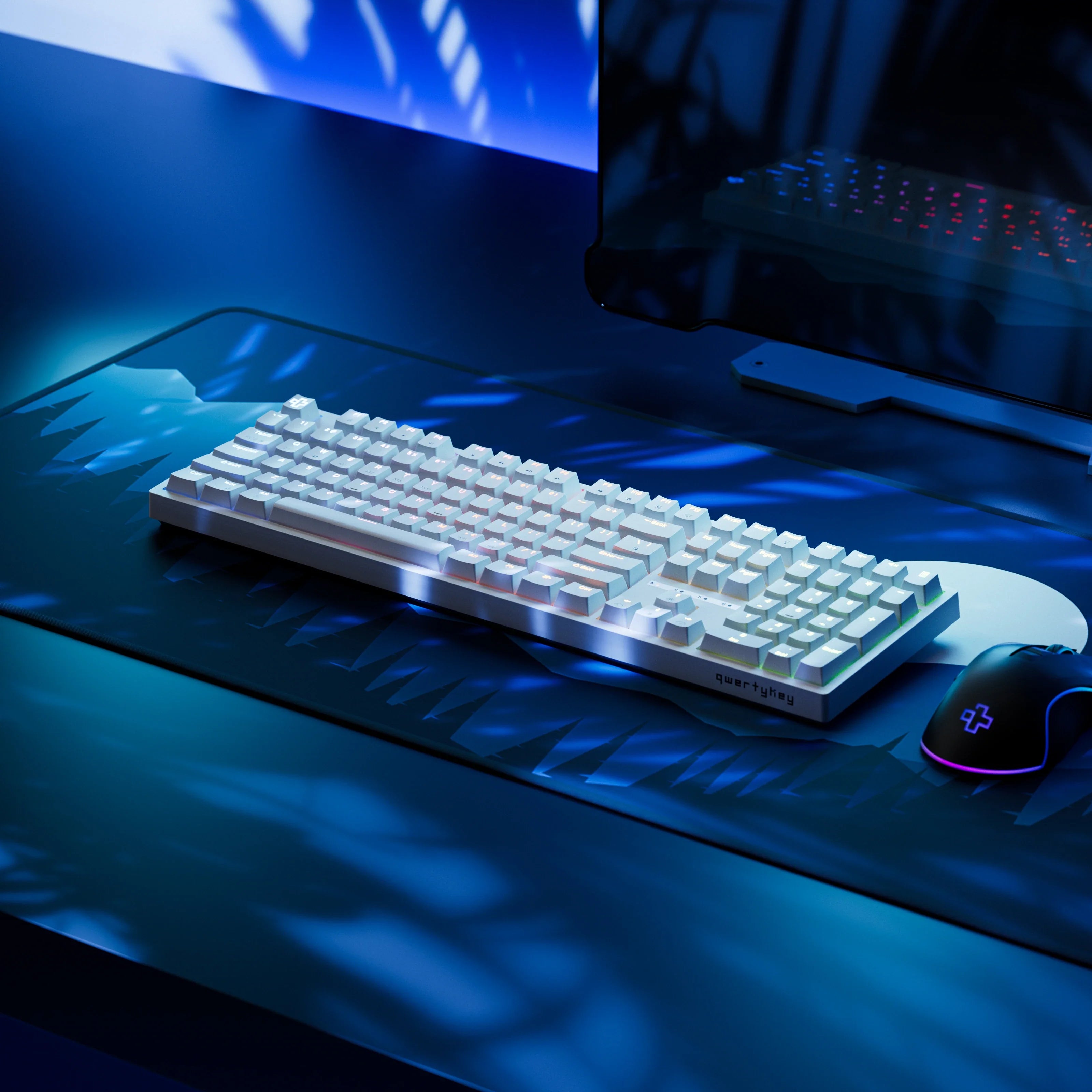 QwertyKey H100 White Bluetooth Wireless Hotswap RGB Mechanical Gaming Keyboard