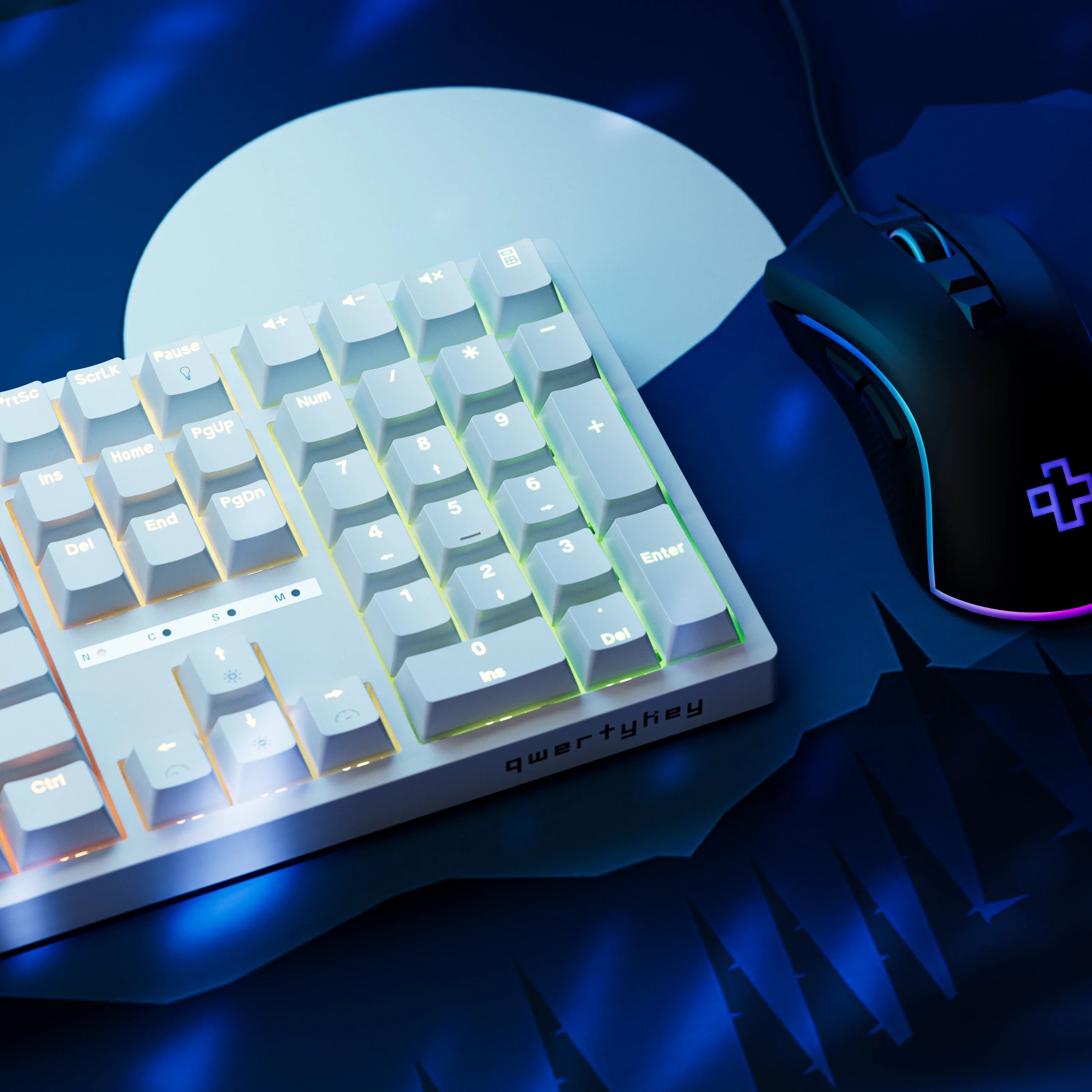 QwertyKey H100 White Bluetooth Wireless Hotswap RGB Mechanical Gaming Keyboard