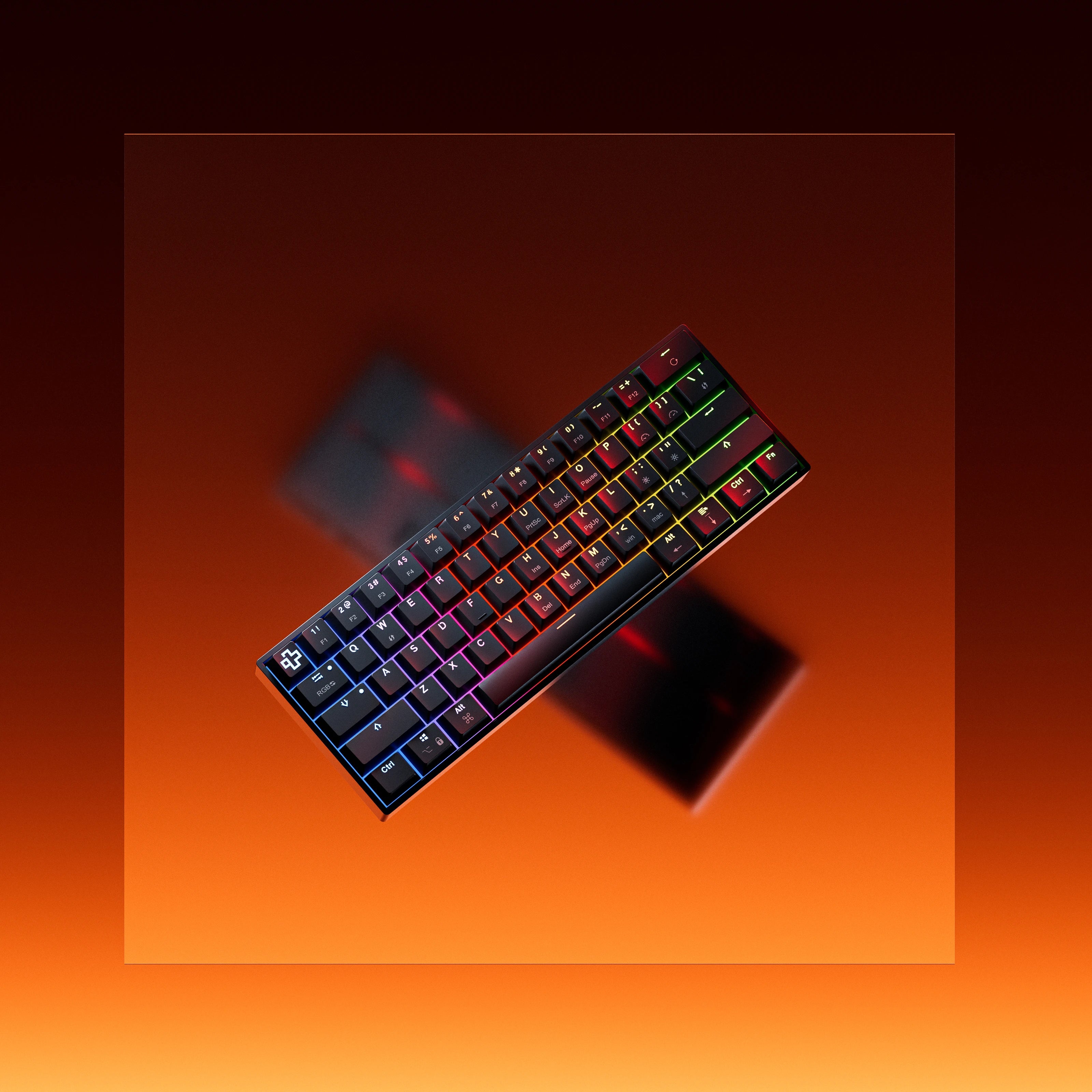 QwertyKey H61 Split Black Hotswap RGB Mechanical Gaming Keyboard