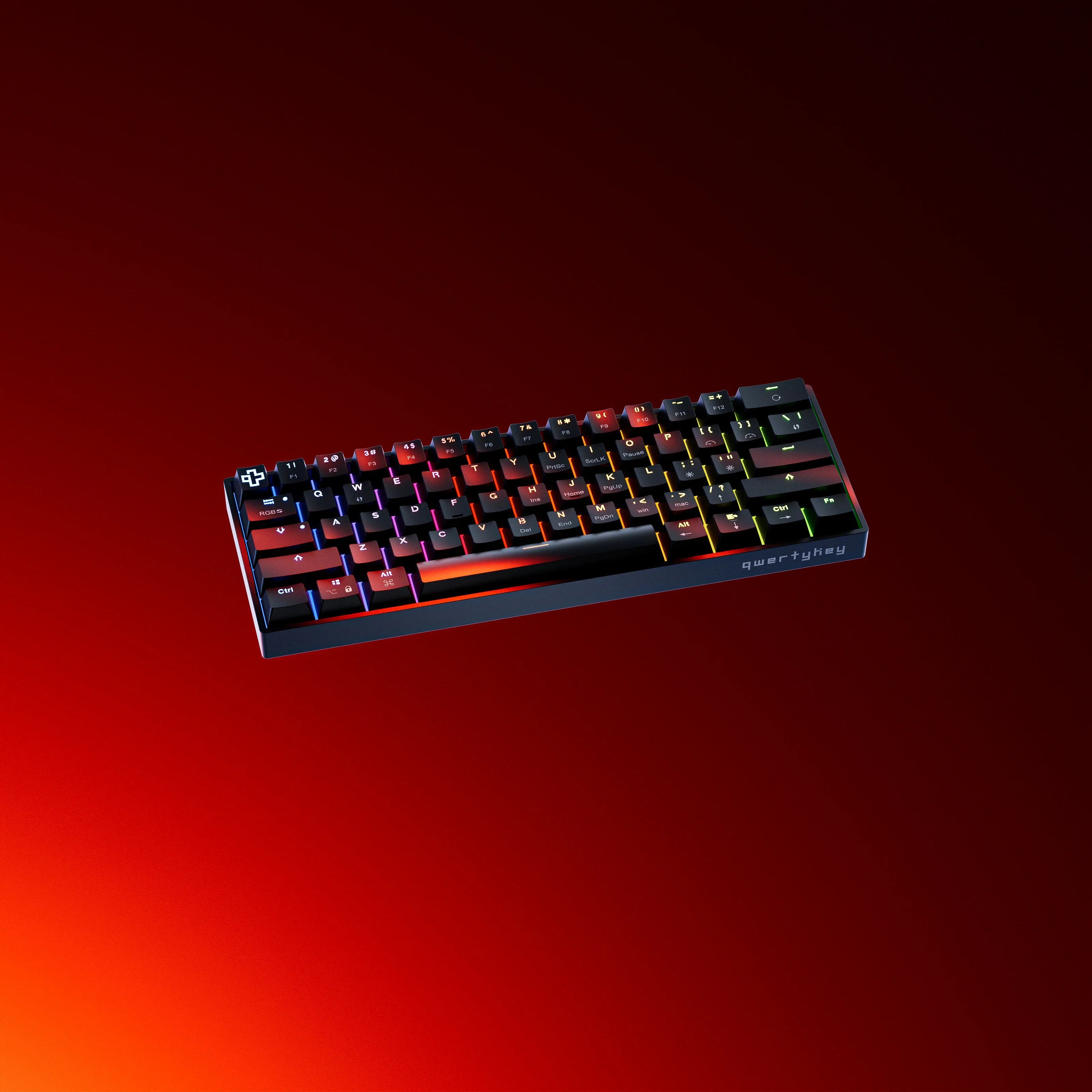 QwertyKey H61 Split Black Hotswap RGB Mechanical Gaming Keyboard