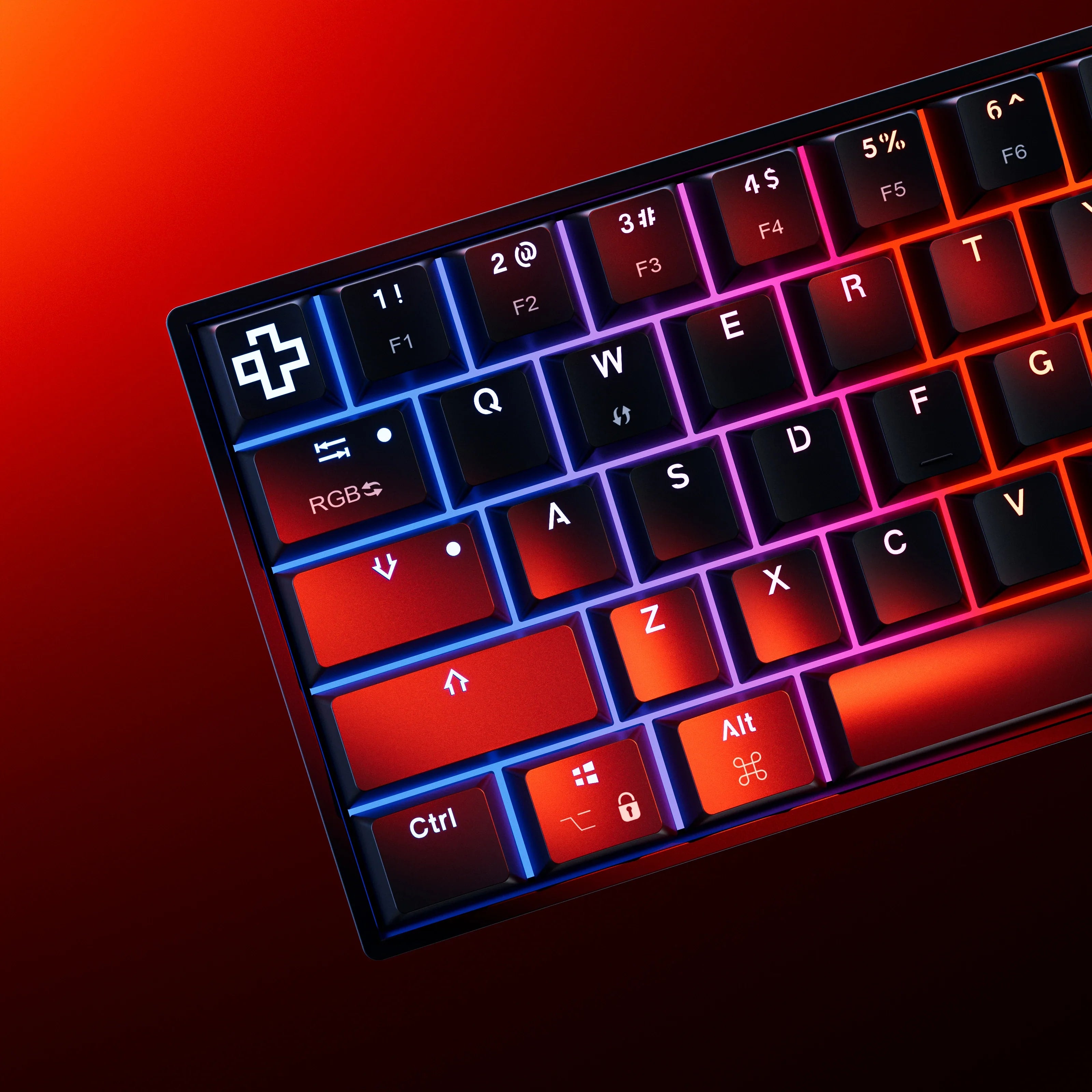 QwertyKey H61 Split Black Hotswap RGB Mechanical Gaming Keyboard