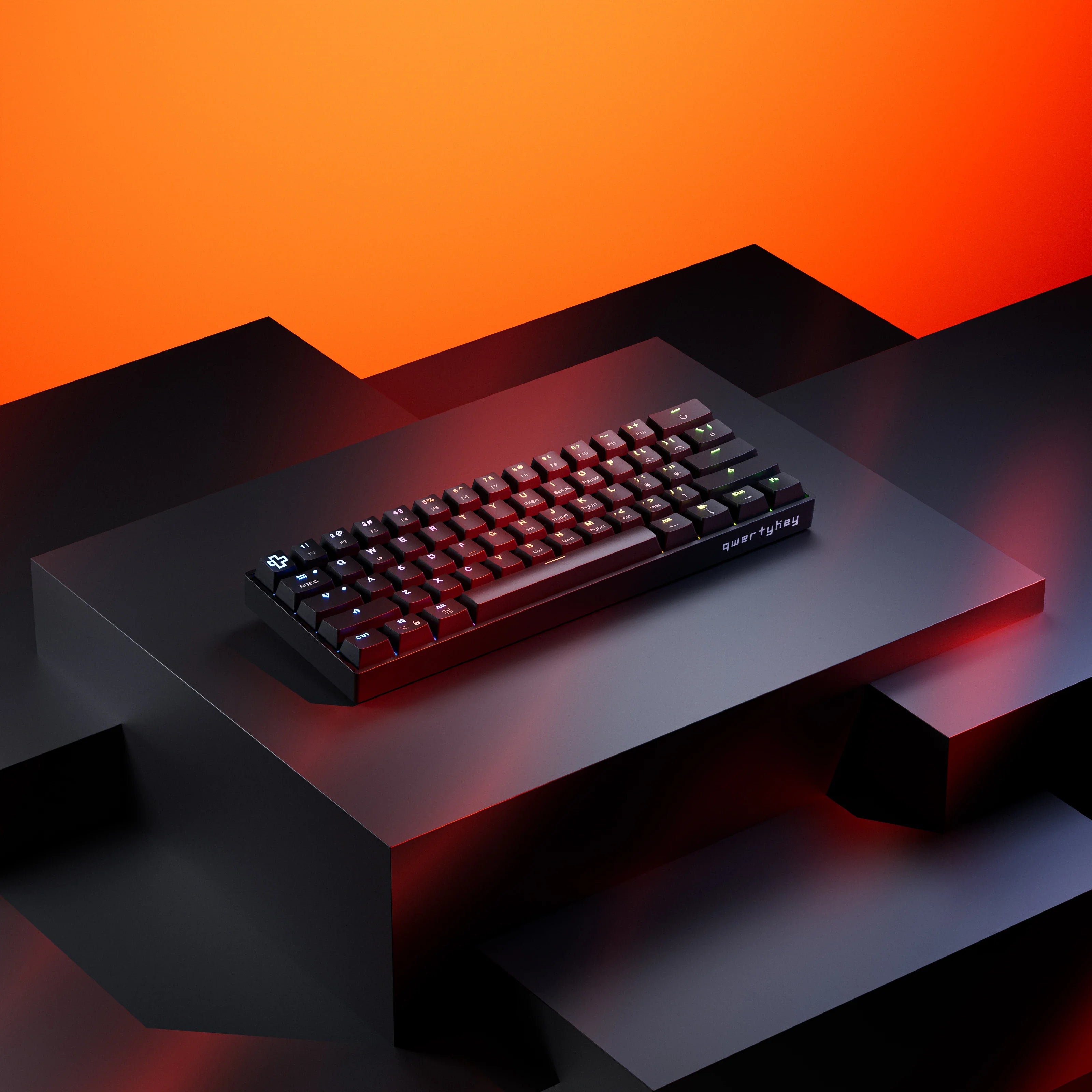QwertyKey H61 Split Black Hotswap RGB Mechanical Gaming Keyboard