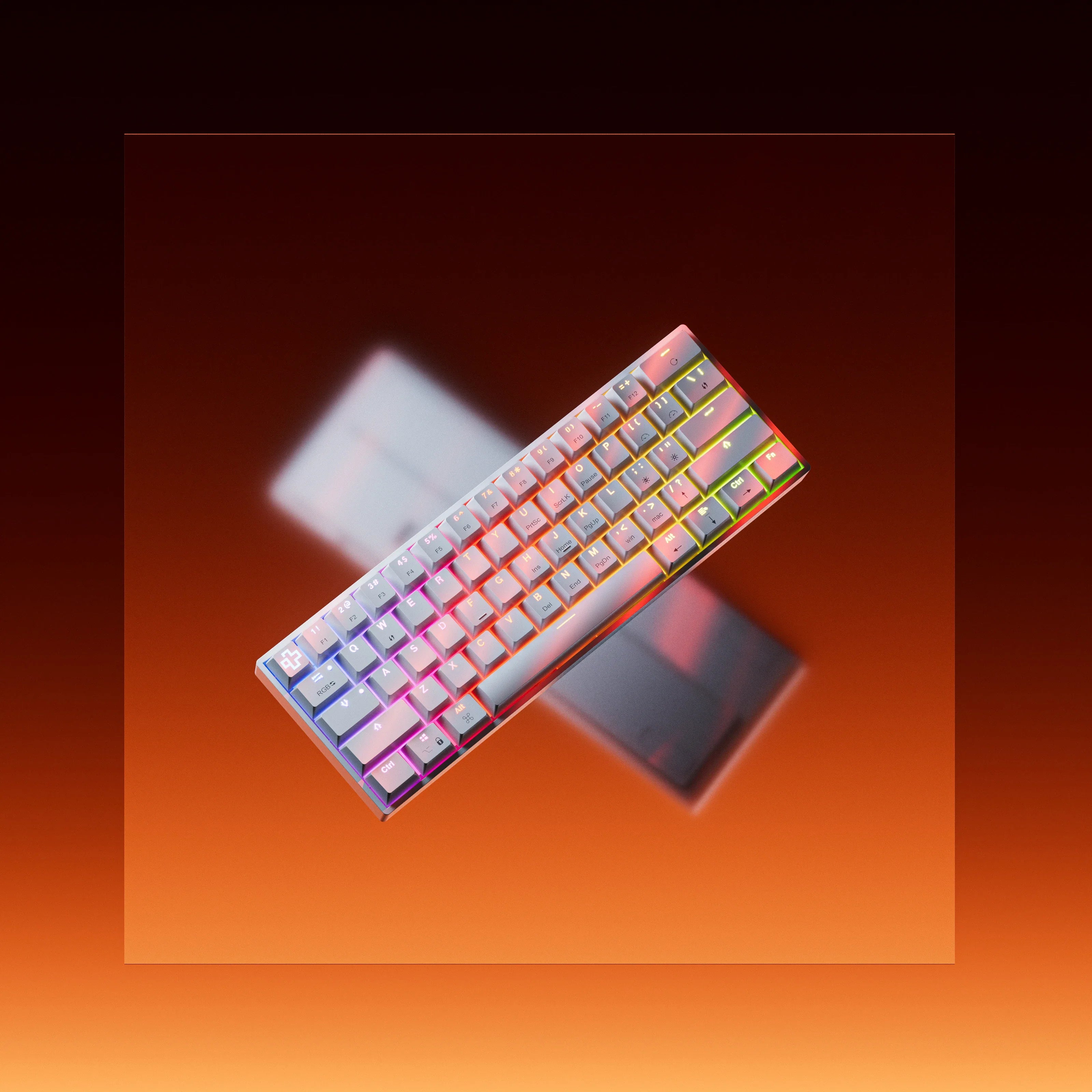 QwertyKey H61 Split White Hotswap RGB Mechanical Gaming Keyboard