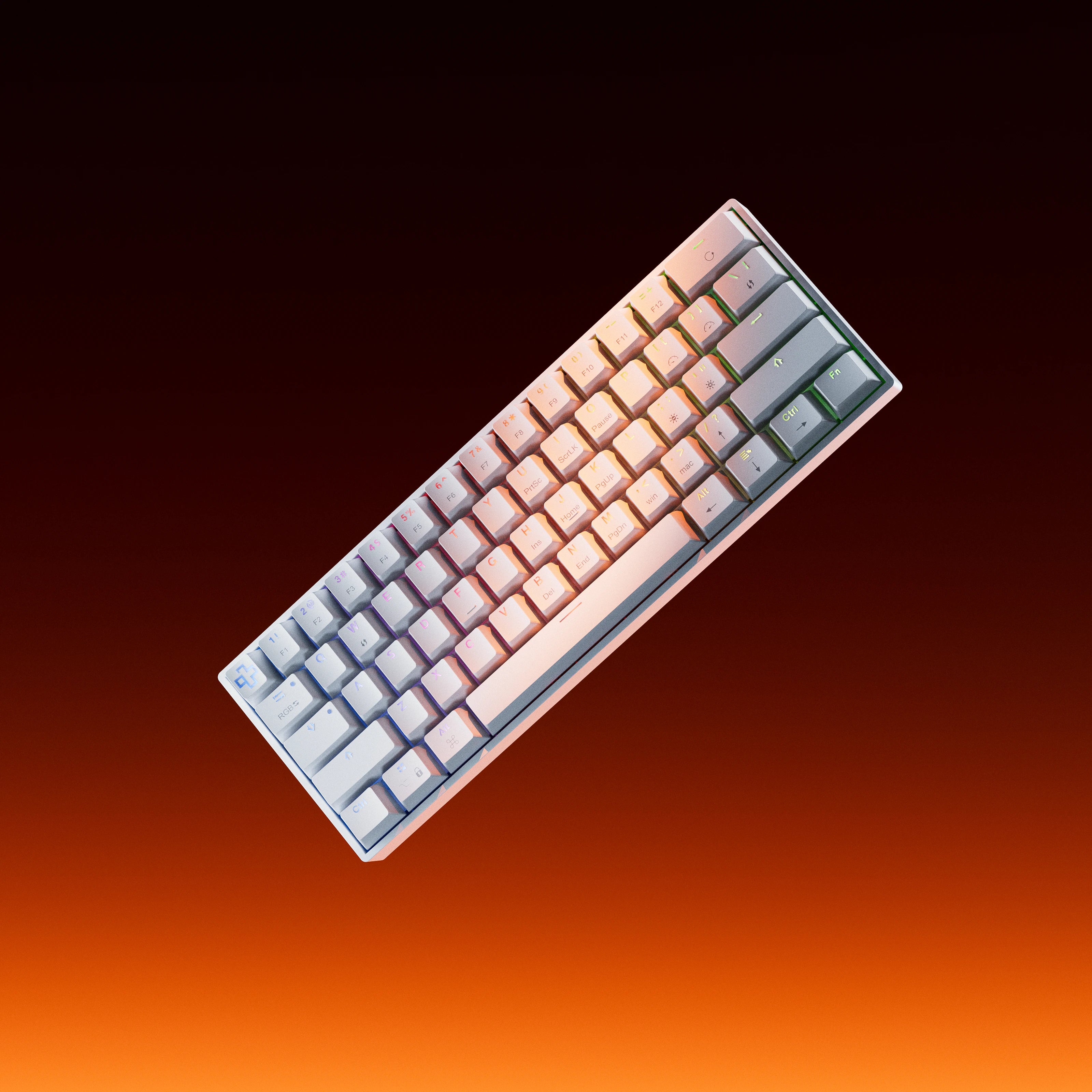 QwertyKey H61 Split White Hotswap RGB Mechanical Gaming Keyboard