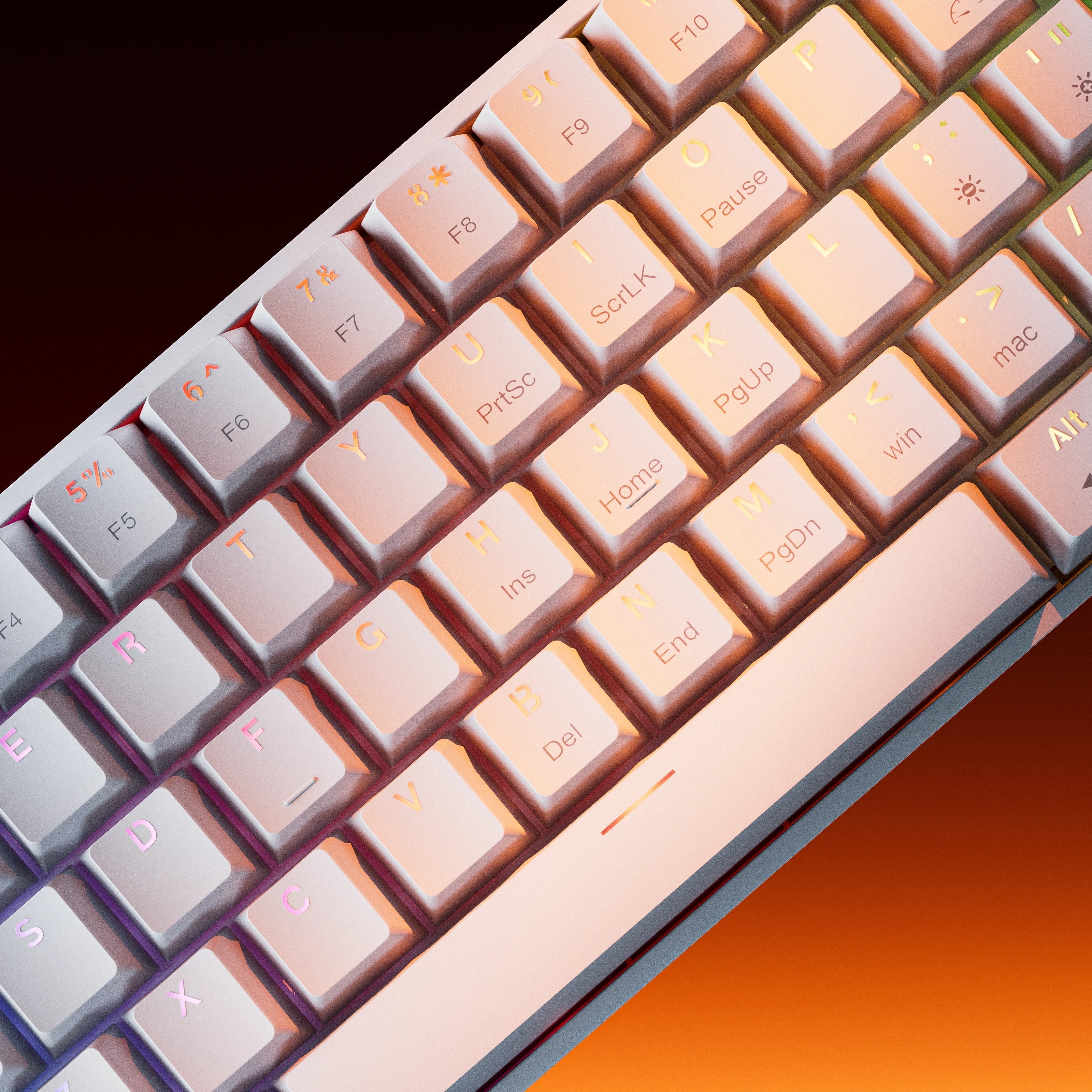 QwertyKey H61 Split White Hotswap RGB Mechanical Gaming Keyboard