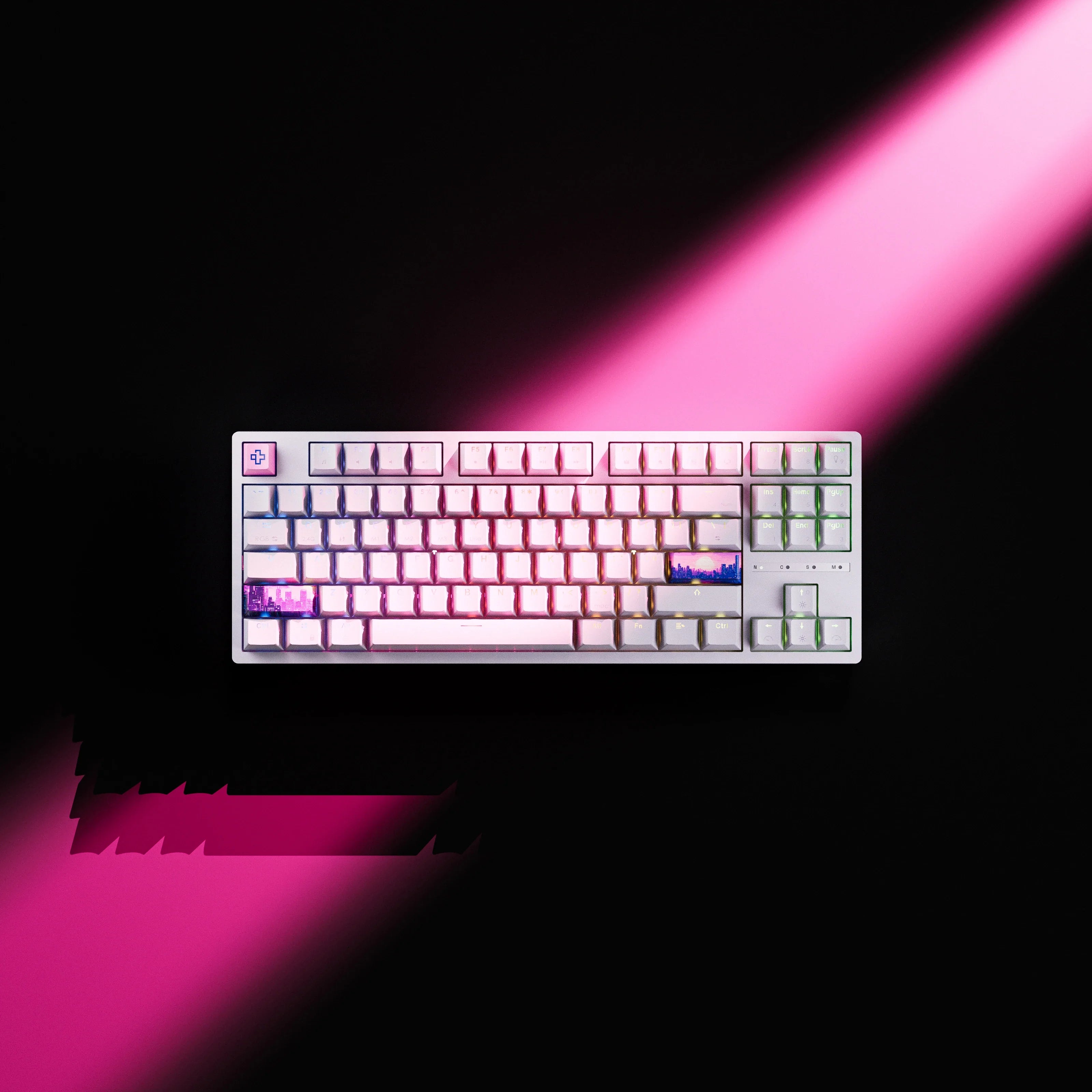 QwertyKey H87 White Bluetooth Wireless Hotswap RGB Mechanical Gaming Keyboard