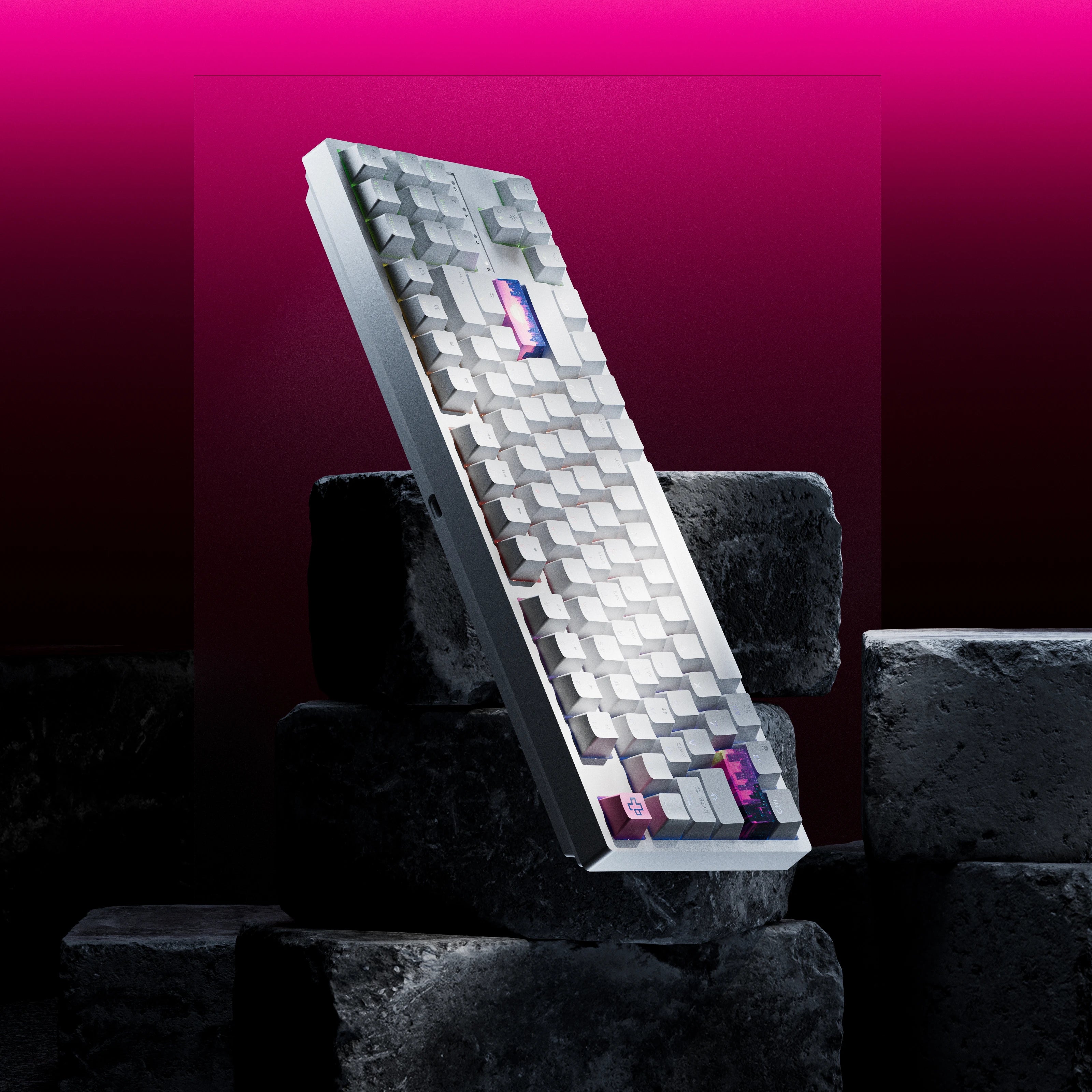 QwertyKey H87 White Bluetooth Wireless Hotswap RGB Mechanical Gaming Keyboard