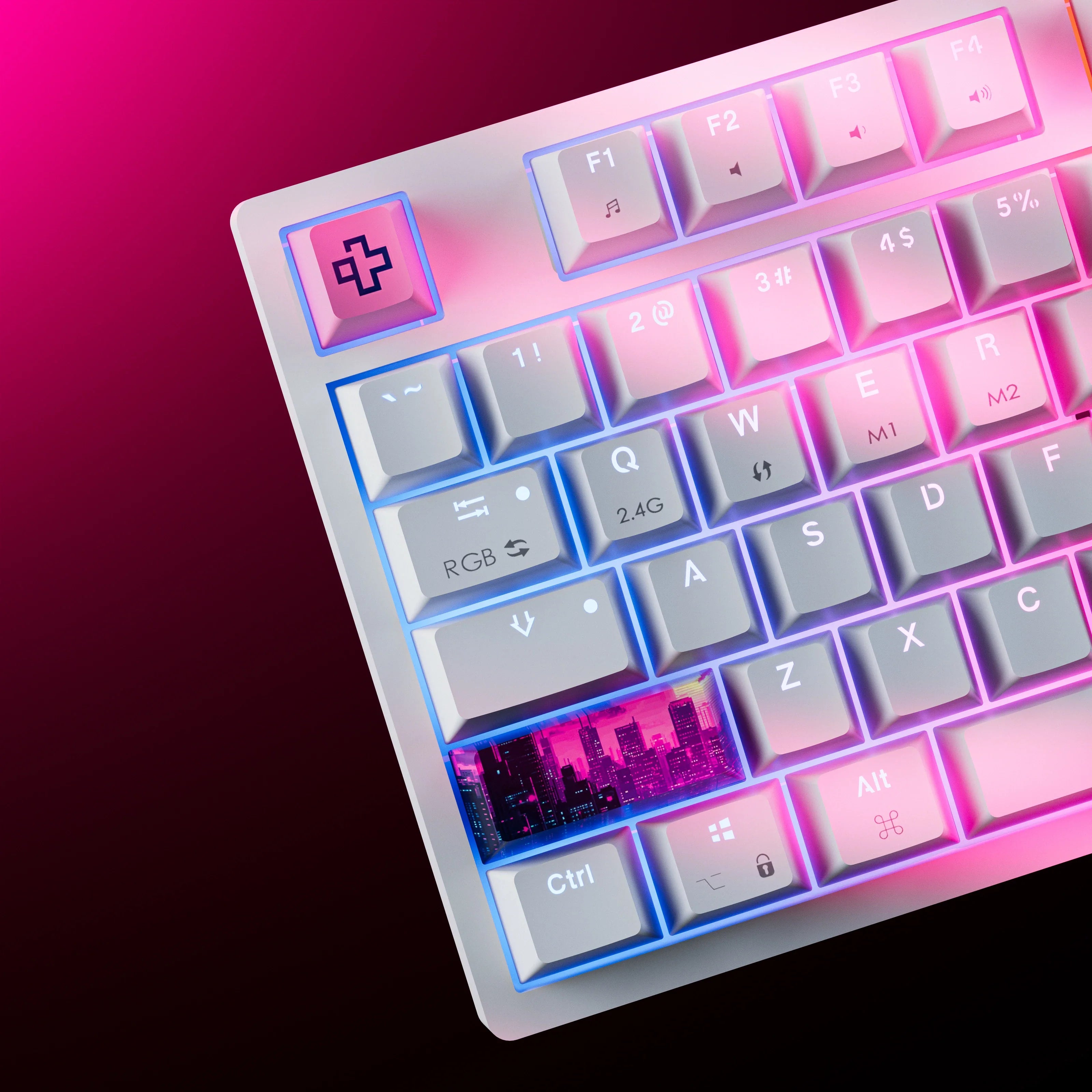 QwertyKey H87 White Bluetooth Wireless Hotswap RGB Mechanical Gaming Keyboard