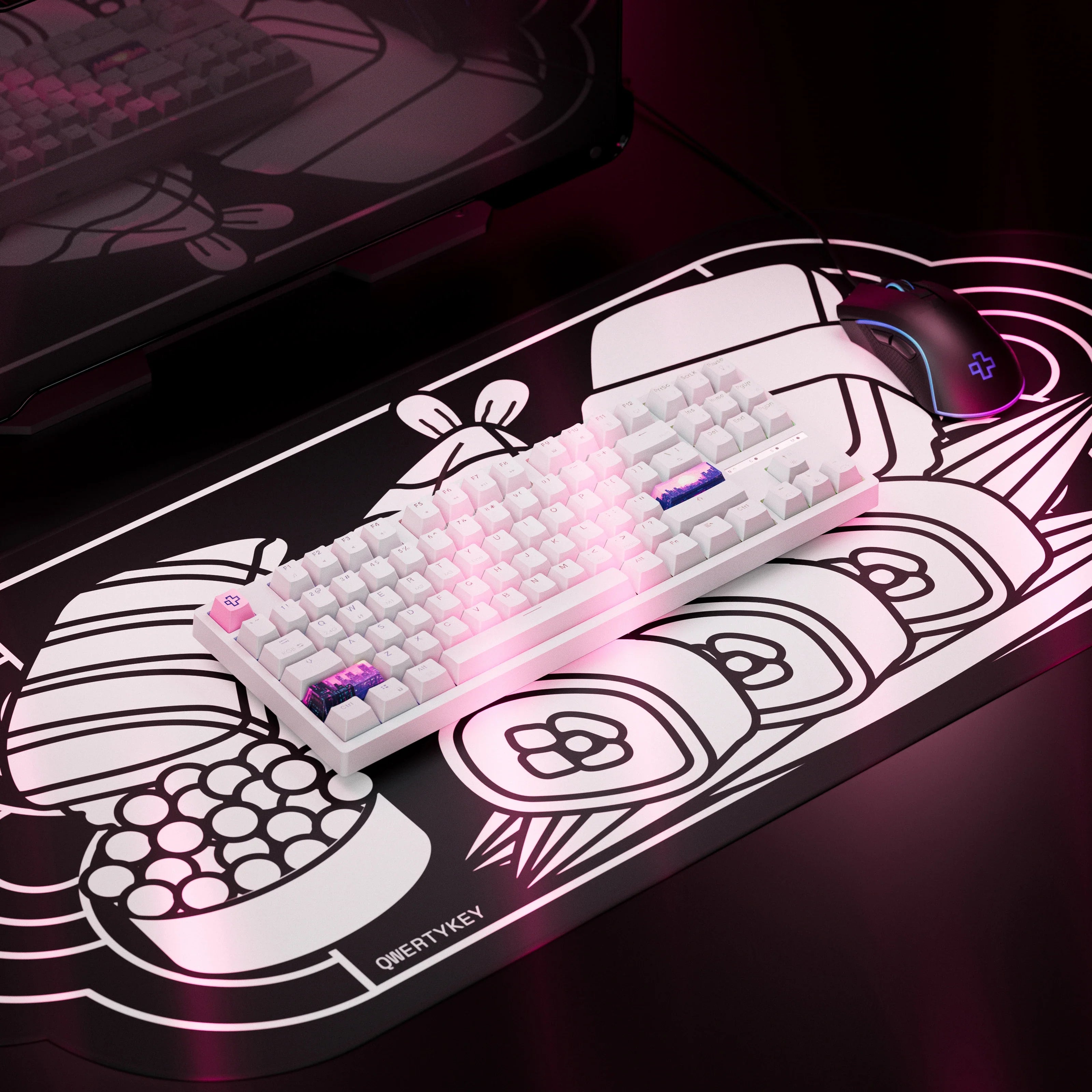 QwertyKey H87 White Bluetooth Wireless Hotswap RGB Mechanical Gaming Keyboard