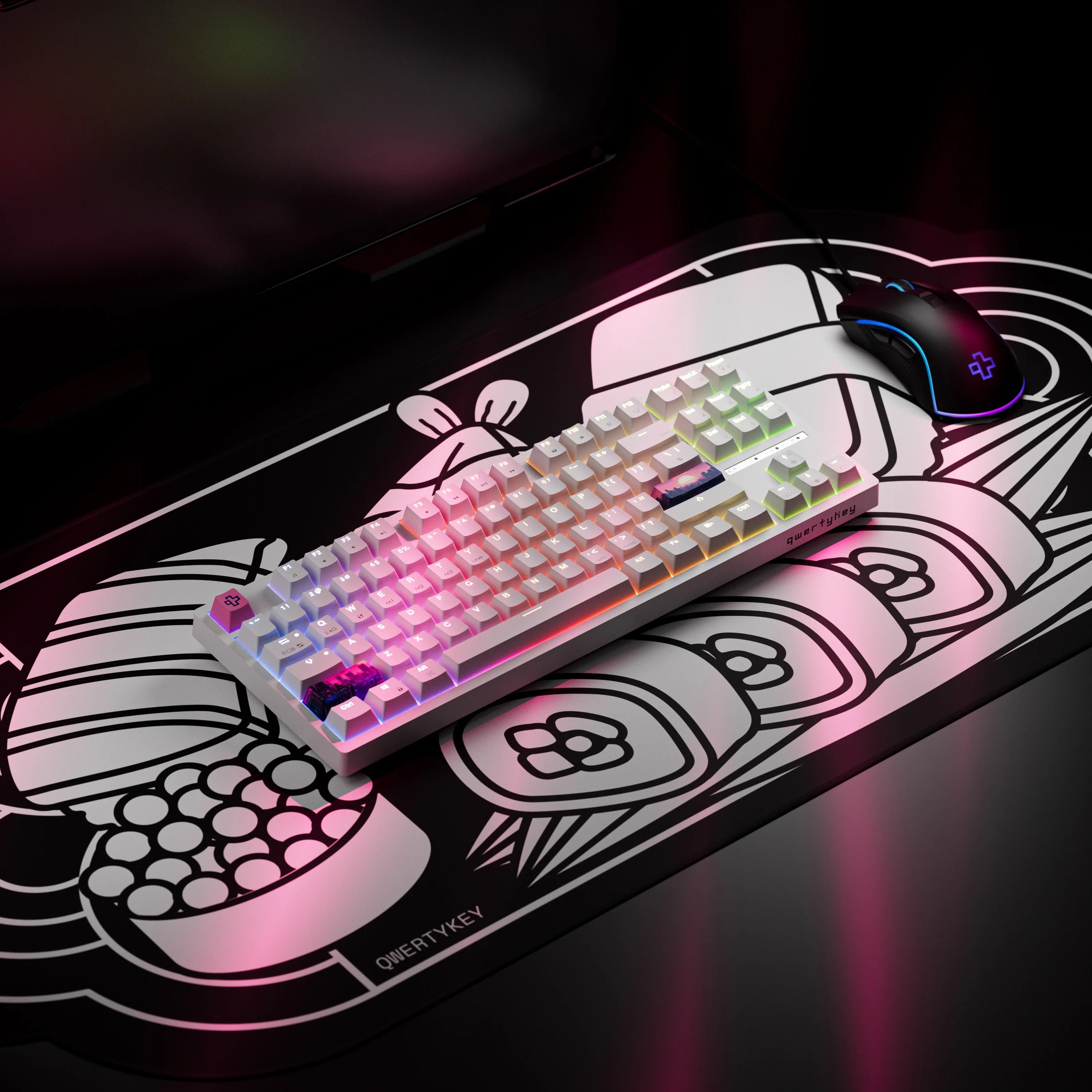 QwertyKey H87 White Bluetooth Wireless Hotswap RGB Mechanical Gaming Keyboard