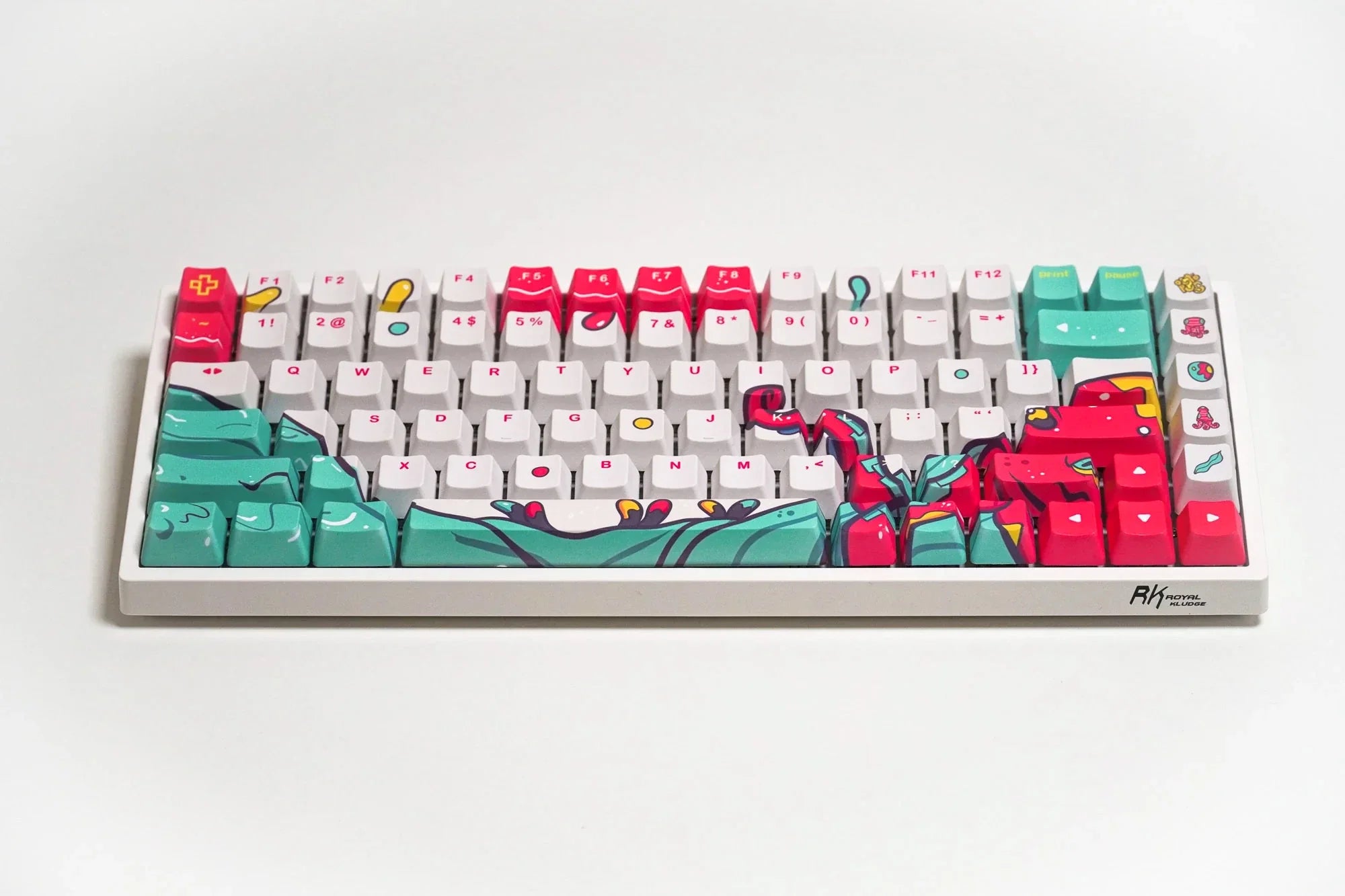 QwertyKey Octopus White OEM Profile PBT Keycap Set