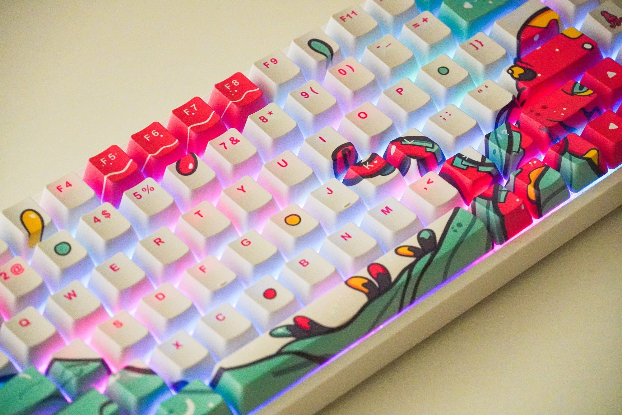 Keycap Set QwertyKey Octopus White Profile OEM Material PBT - QwertyKey