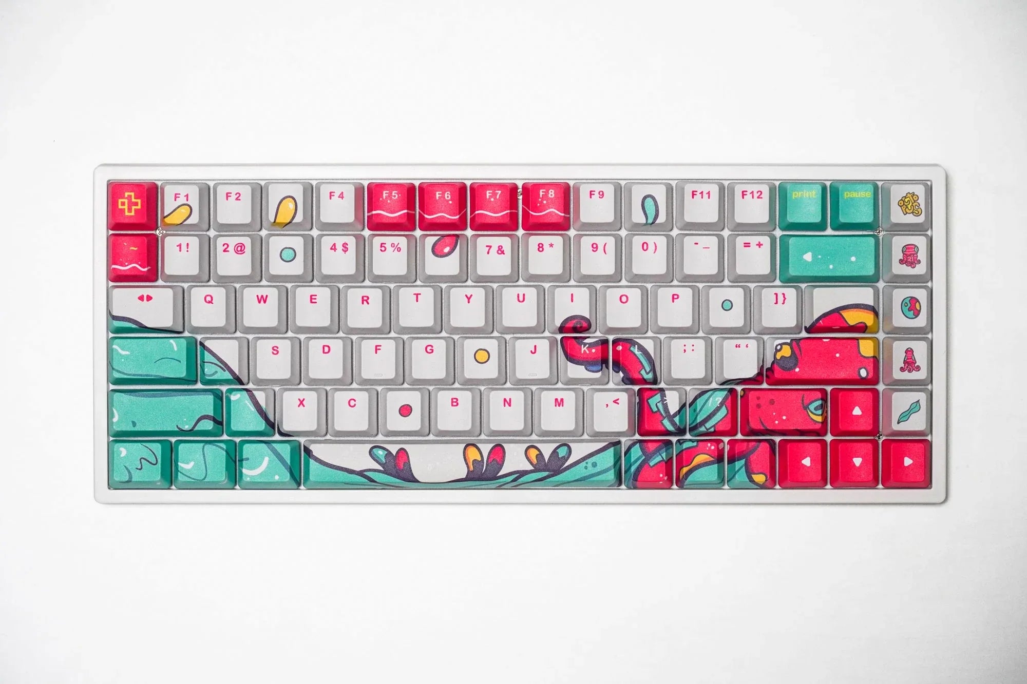 QwertyKey Octopus White OEM Profile PBT Keycap Set