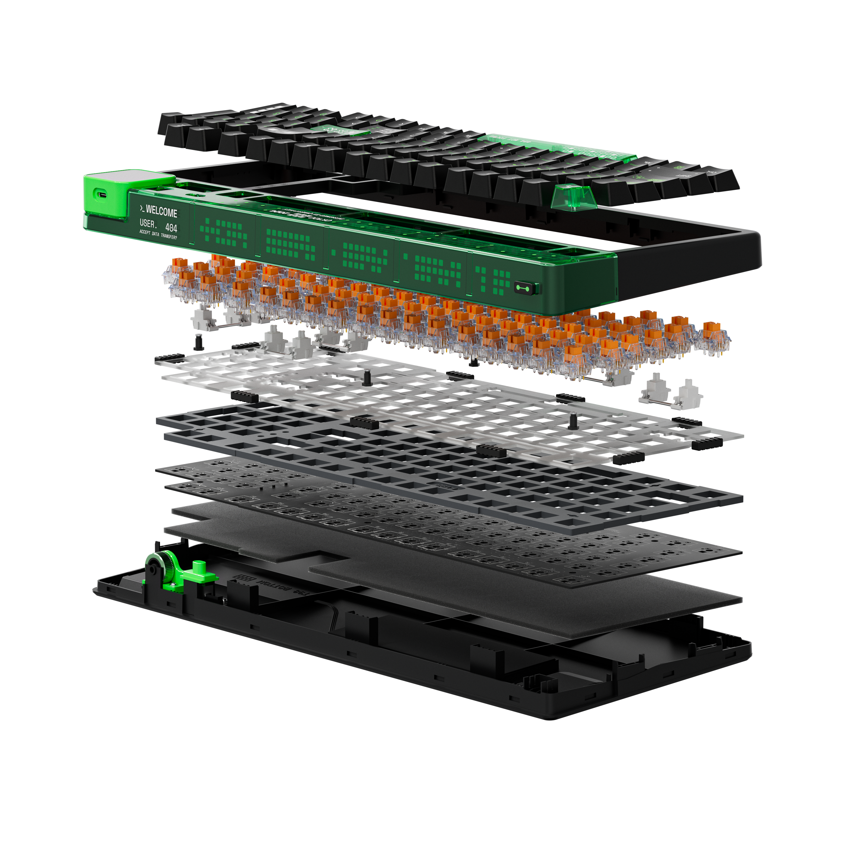 QwertyKey100 Matrix Hotswap RGB Pixel Screen Bluetooth Gasket Mount Mechanical Gaming Keyboard