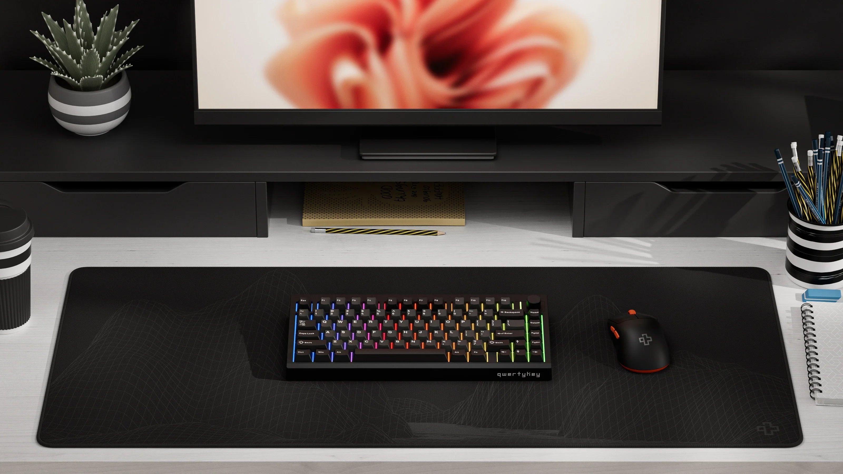QwertyKey75 Pro V2 Black Bluetooth Wireless Hotswap RGB Web Software Gasket Mounted Mechanical Gaming Keyboard