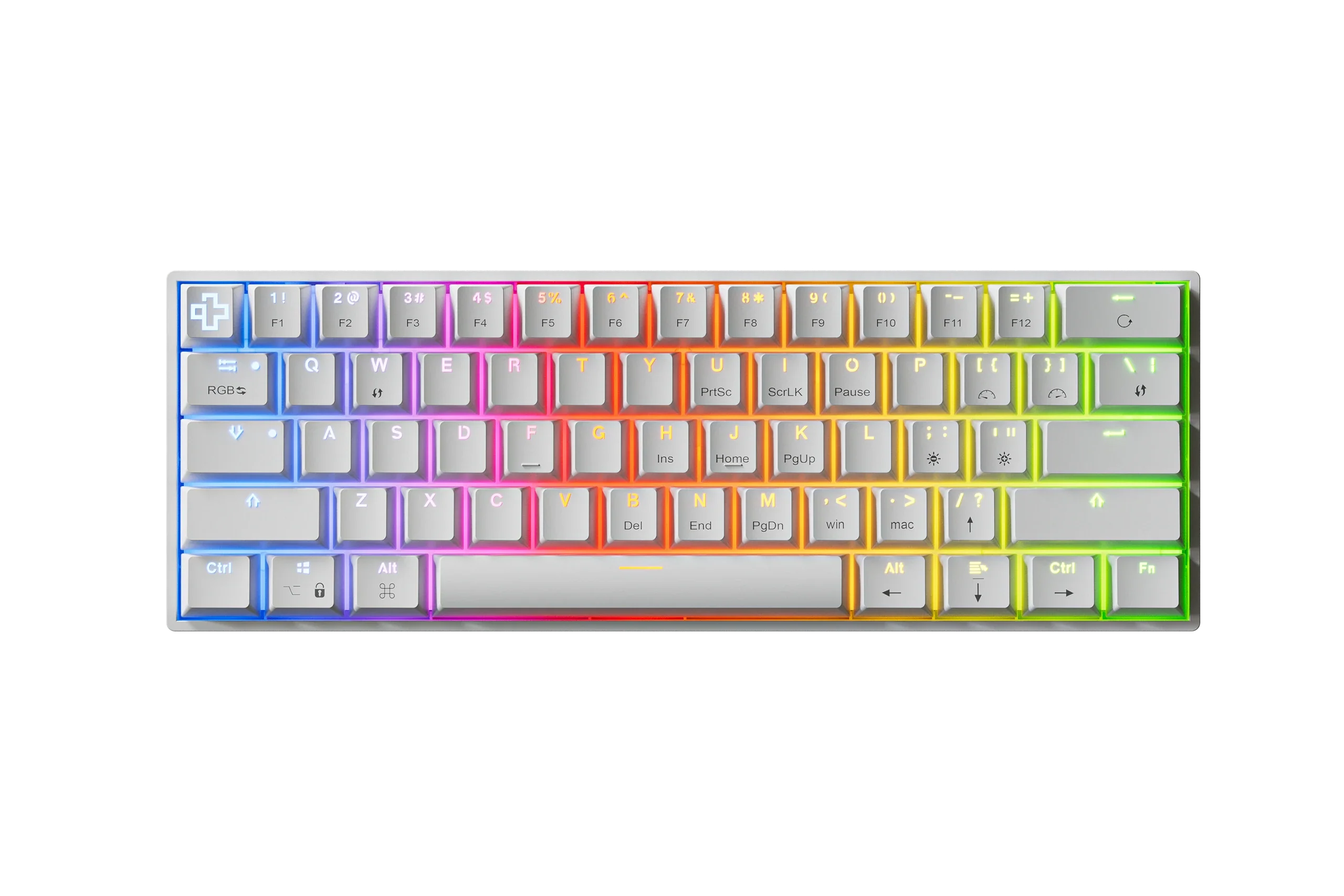 QwertyKey H61 Split White Hotswap RGB Mechanical Gaming Keyboard