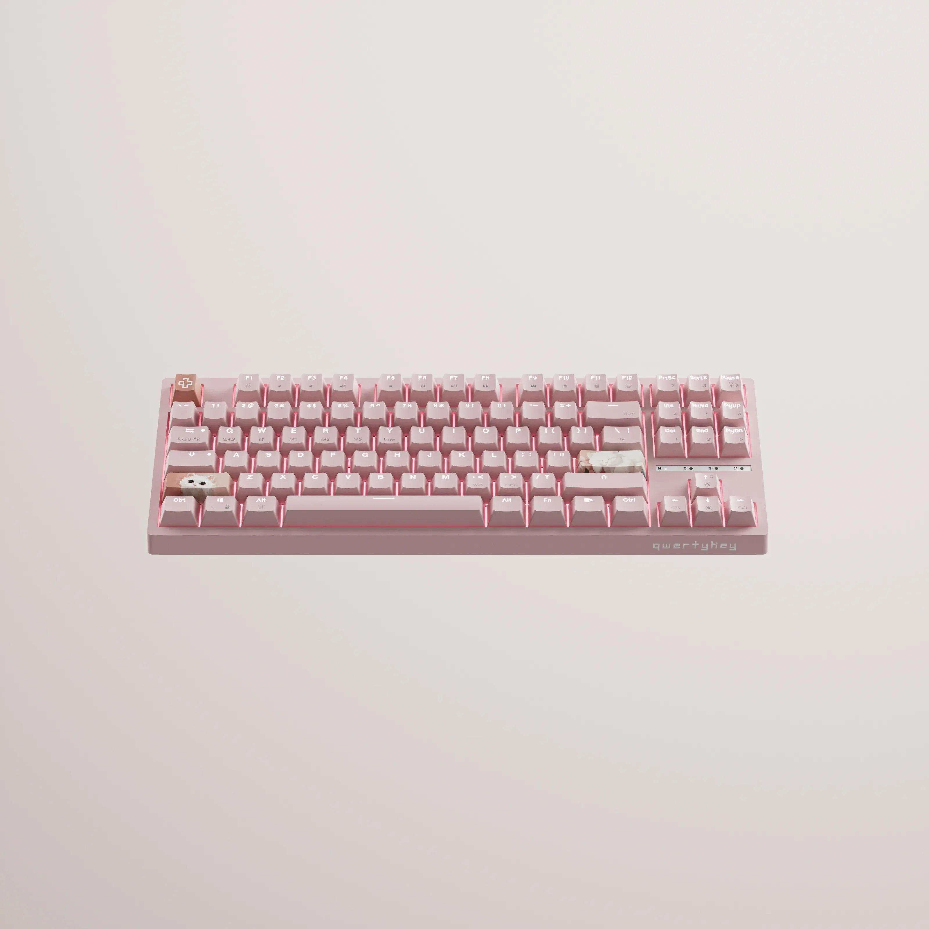 QwertyKey H87 Pink Bluetooth Wireless Hotswap RGB Mechanical Gaming Keyboard