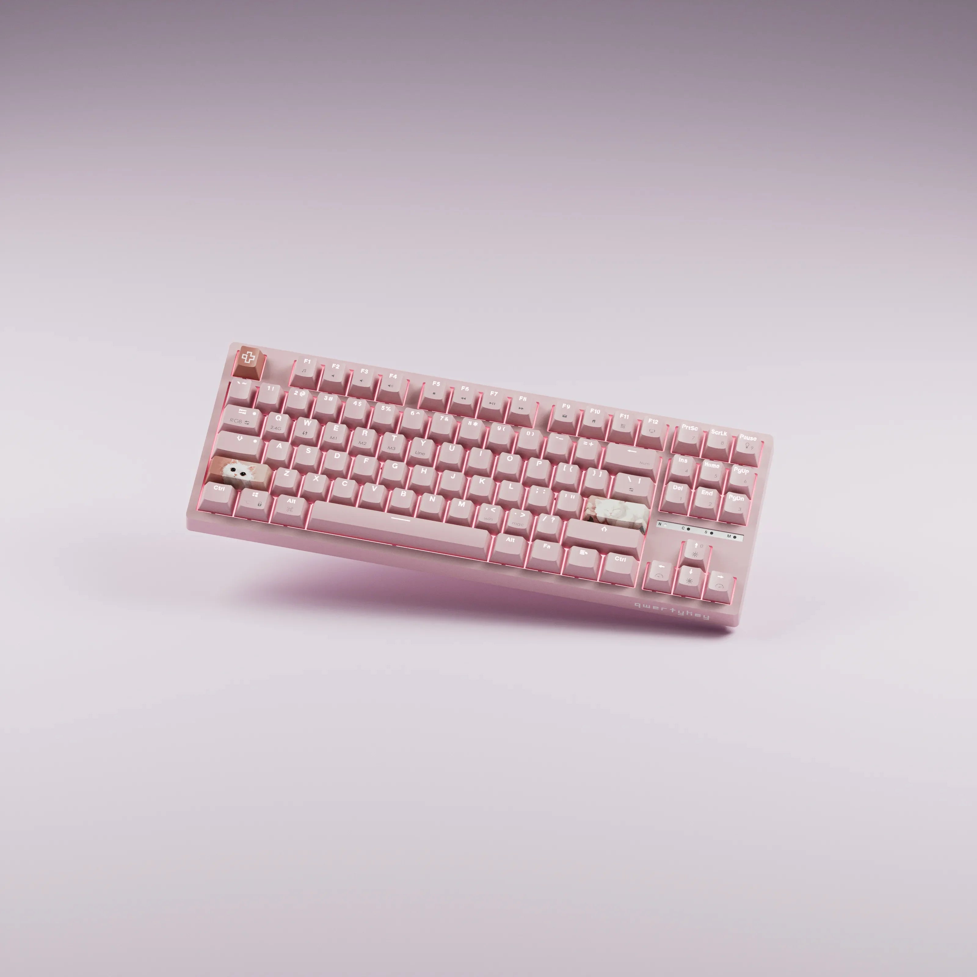 QwertyKey H87 Pink Bluetooth Wireless Hotswap RGB Mechanical Gaming Keyboard
