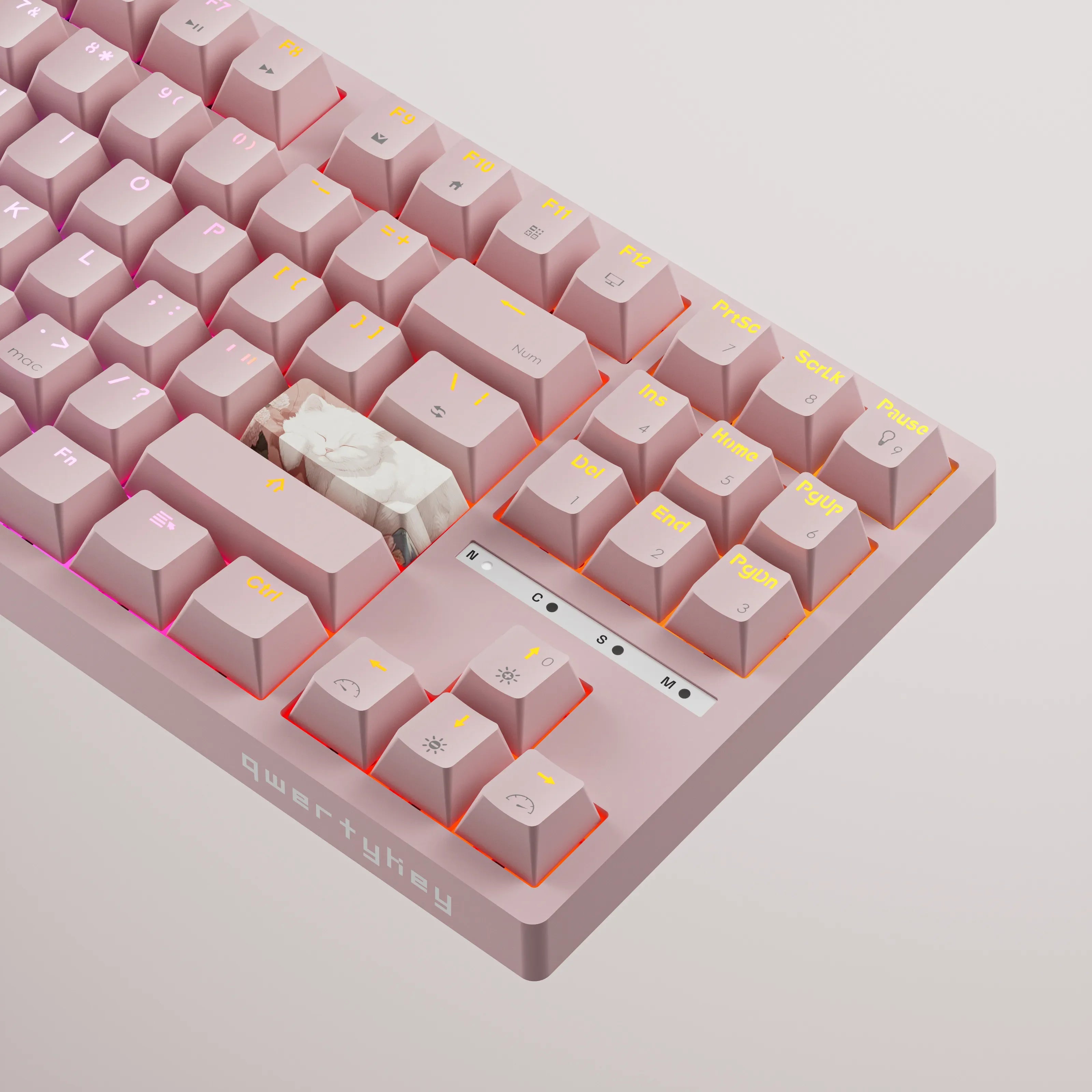 QwertyKey H87 Pink Bluetooth Wireless Hotswap RGB Mechanical Gaming Keyboard