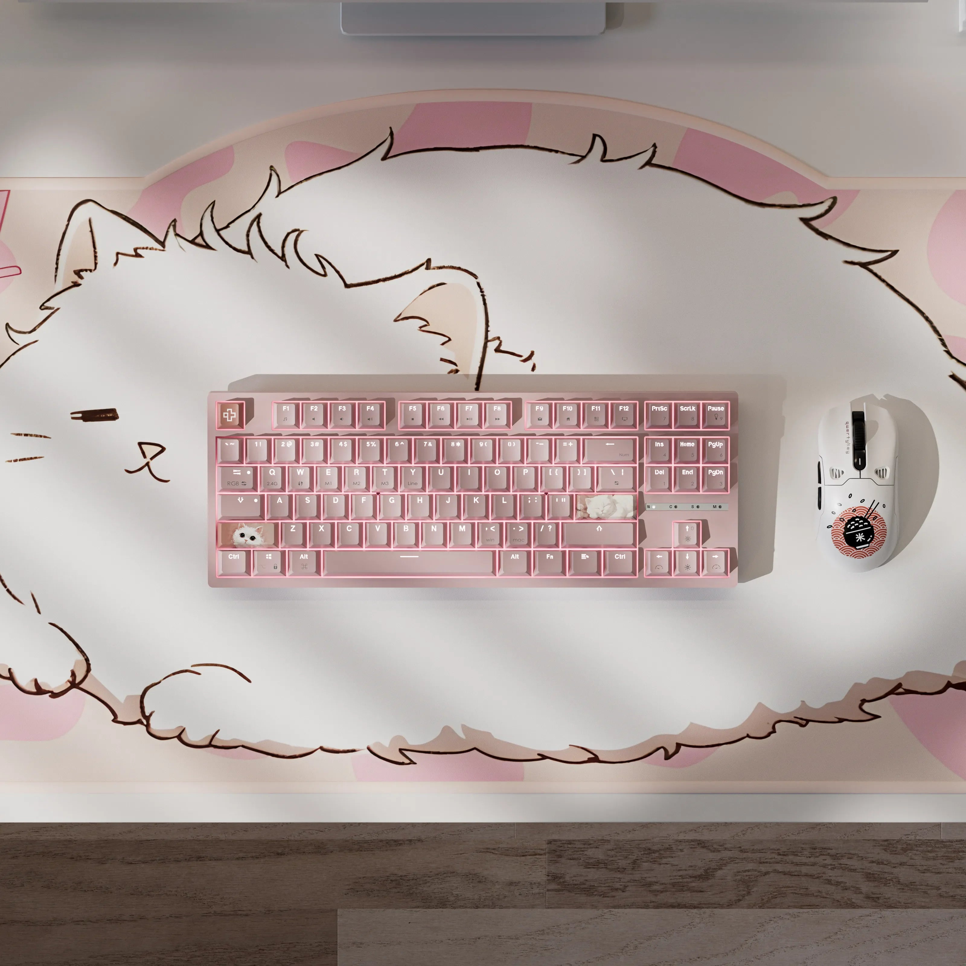 QwertyKey H87 Pink Bluetooth Wireless Hotswap RGB Mechanical Gaming Keyboard