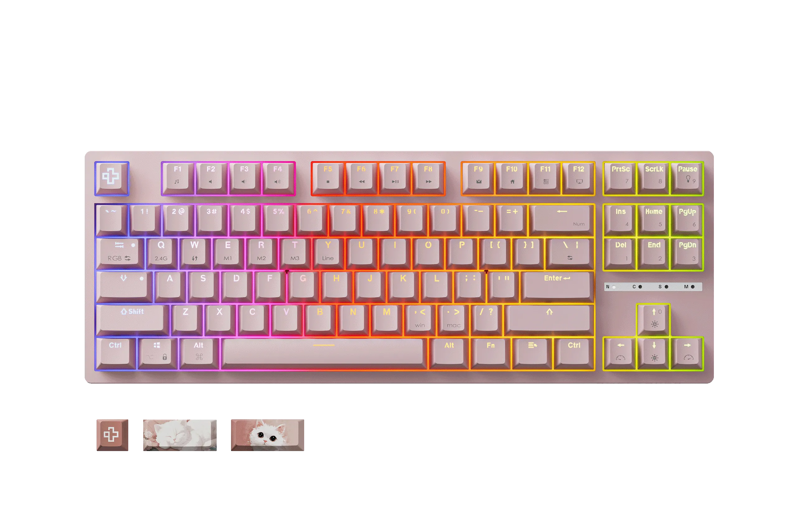 QwertyKey H87 Pink Bluetooth Wireless Hotswap RGB Mechanical Gaming Keyboard