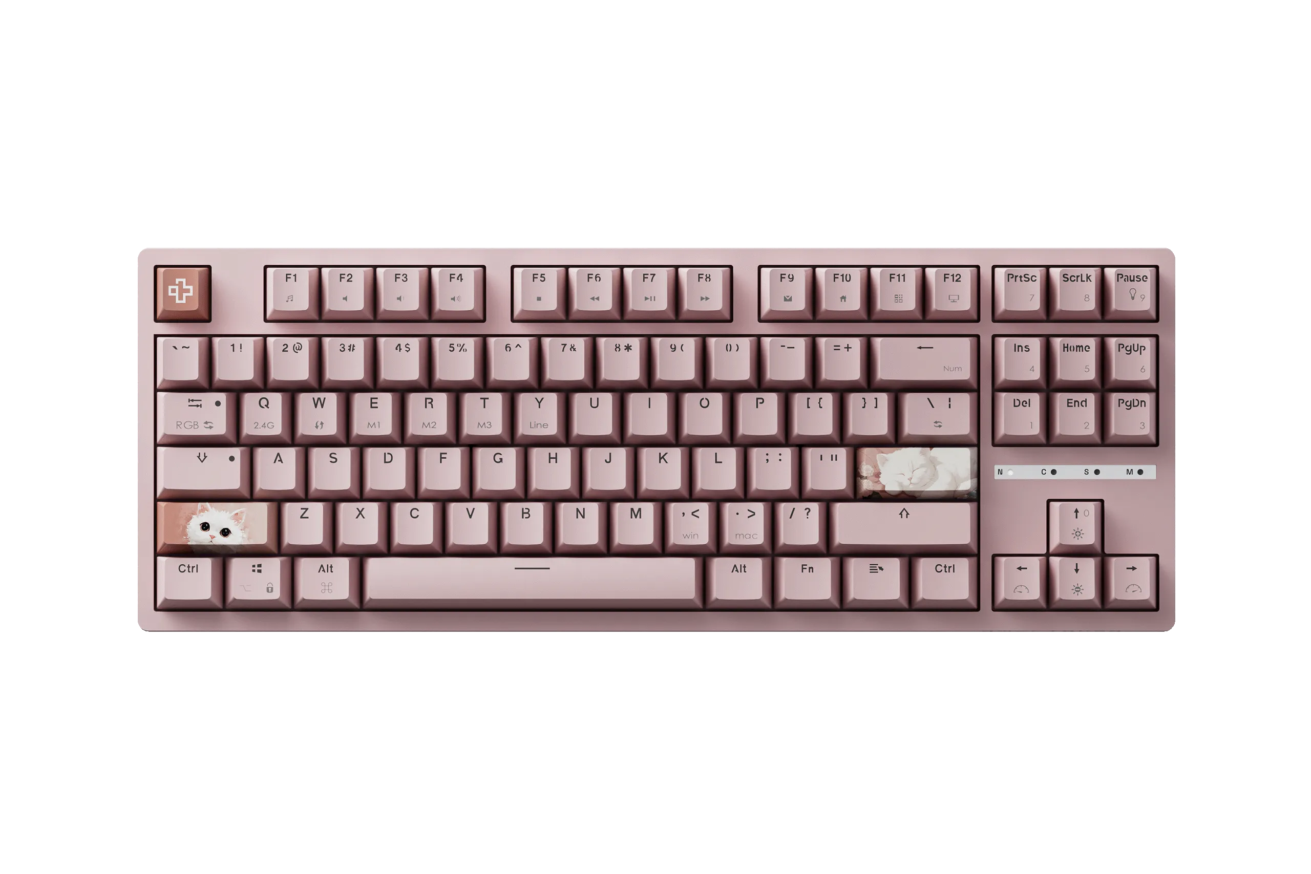 QwertyKey H87 Pink Bluetooth Wireless Hotswap RGB Mechanical Gaming Keyboard