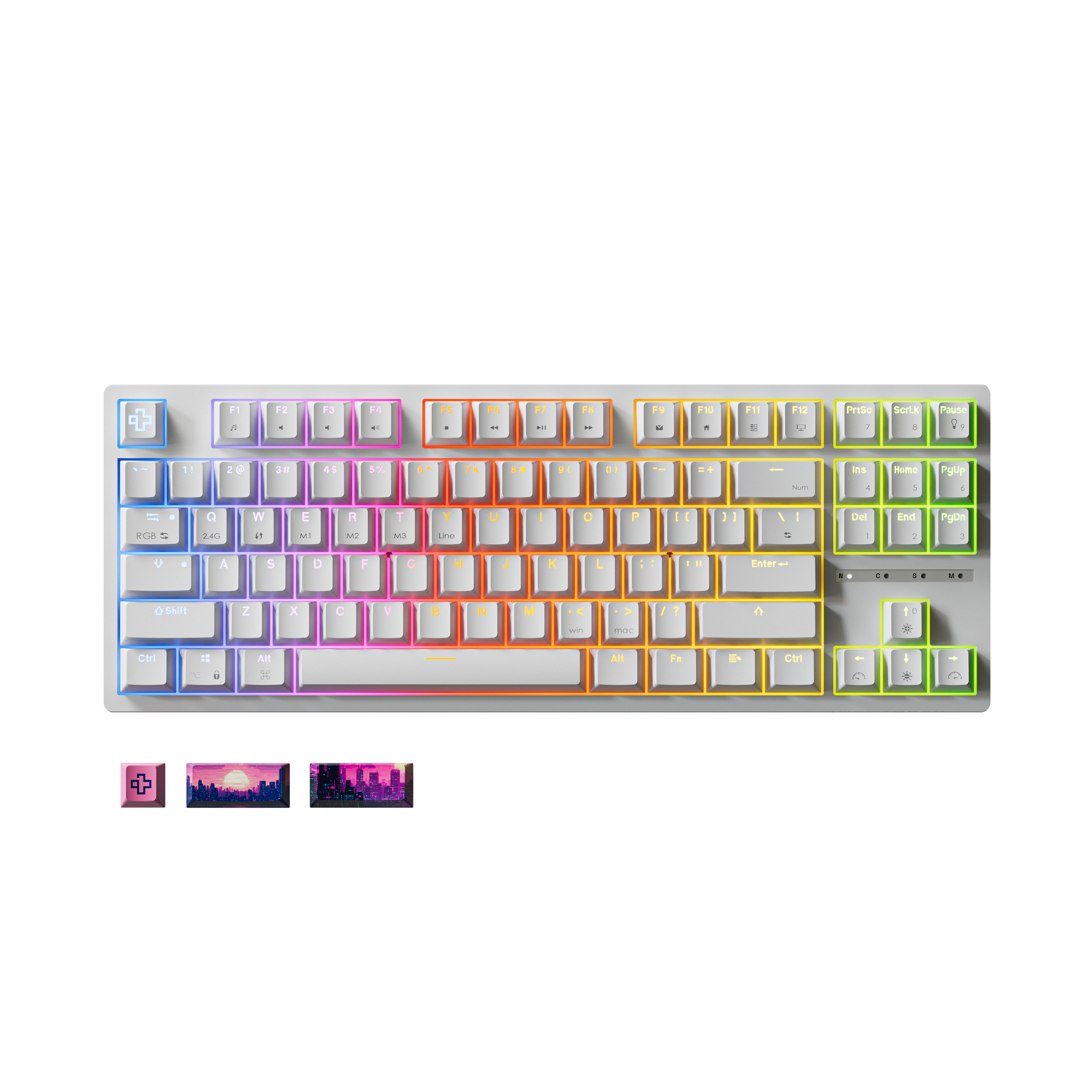 QwertyKey H87 White Bluetooth Wireless Hotswap RGB Mechanical Gaming Keyboard