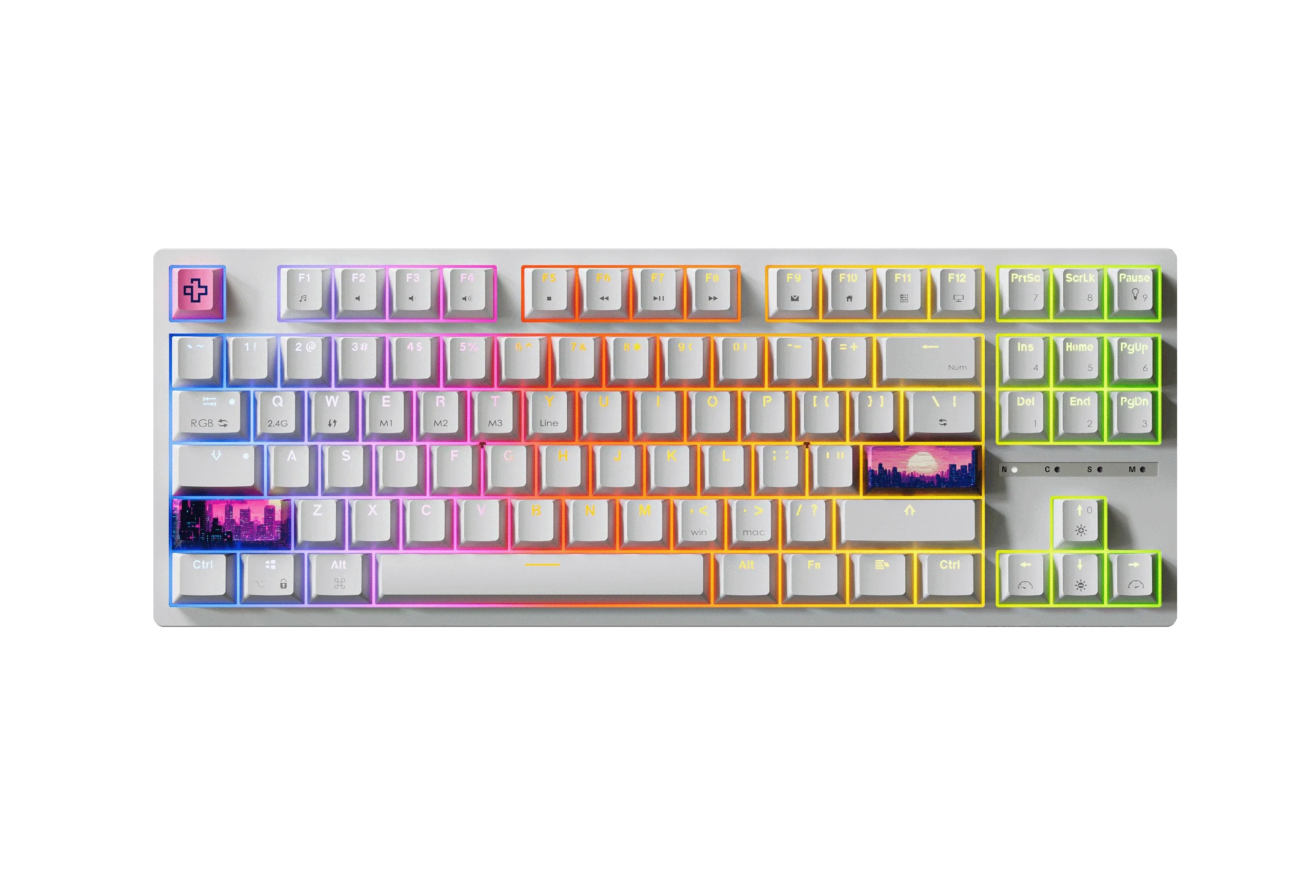 QwertyKey H87 White Bluetooth Wireless Hotswap RGB Mechanical Gaming Keyboard