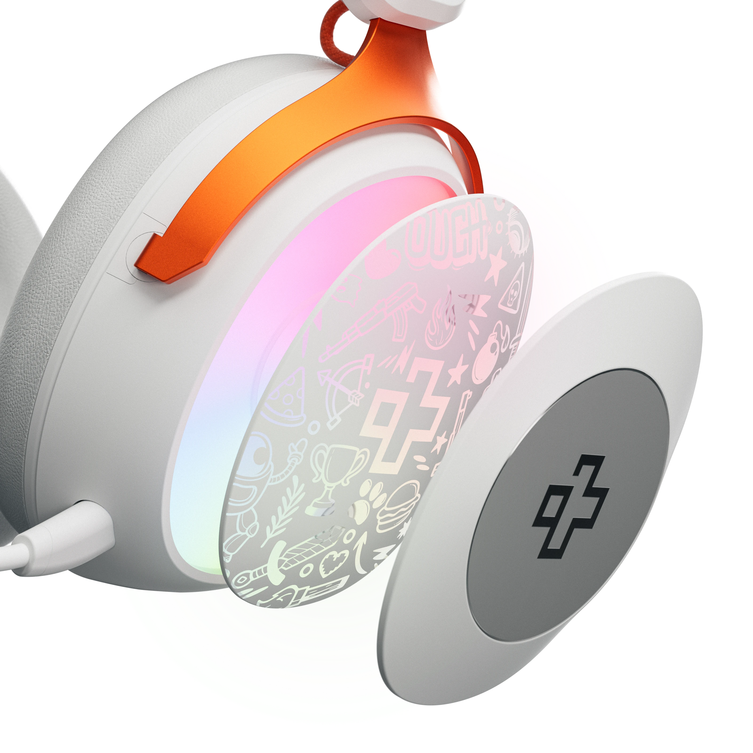 QwertyKey Pulse White, Trio Mode, RGB, Software, Microphone with AI Noise Canceling Wireless Gaming Headset