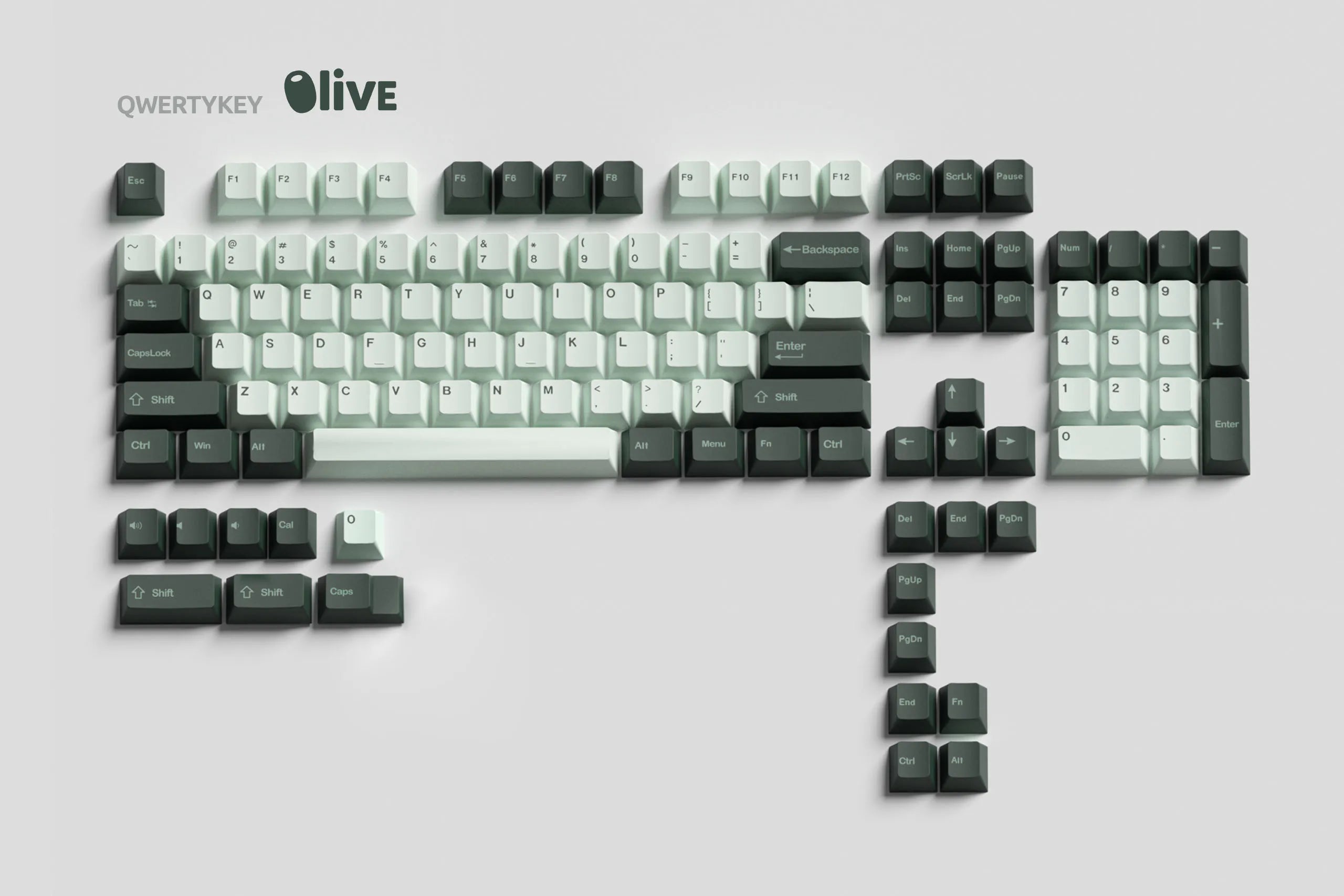 QWERTY Olive Cherry Profile PBT Double Shot Keycap Set