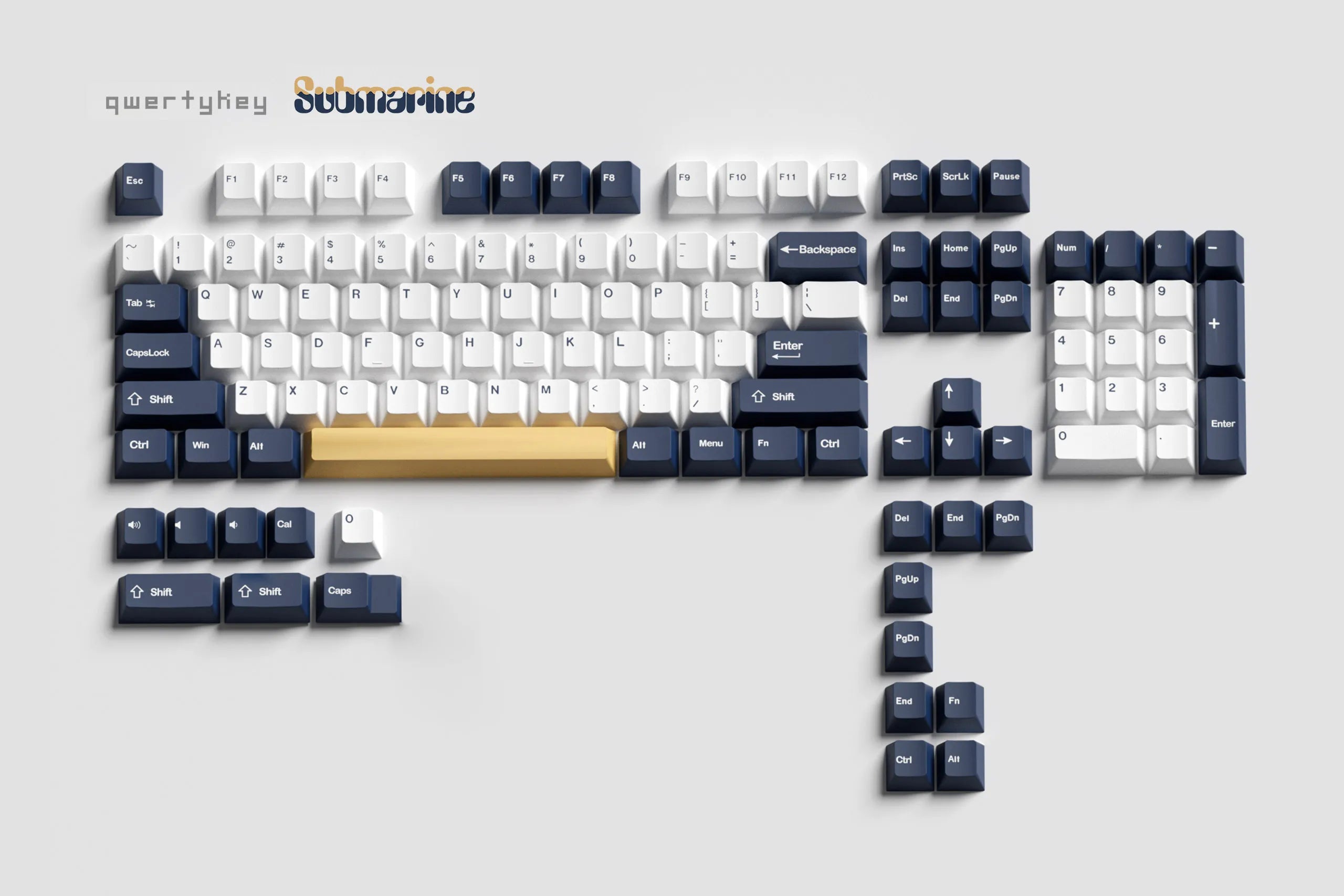 QWERTY Submarine Cherry Profile PBT Double Shot Keycap Set