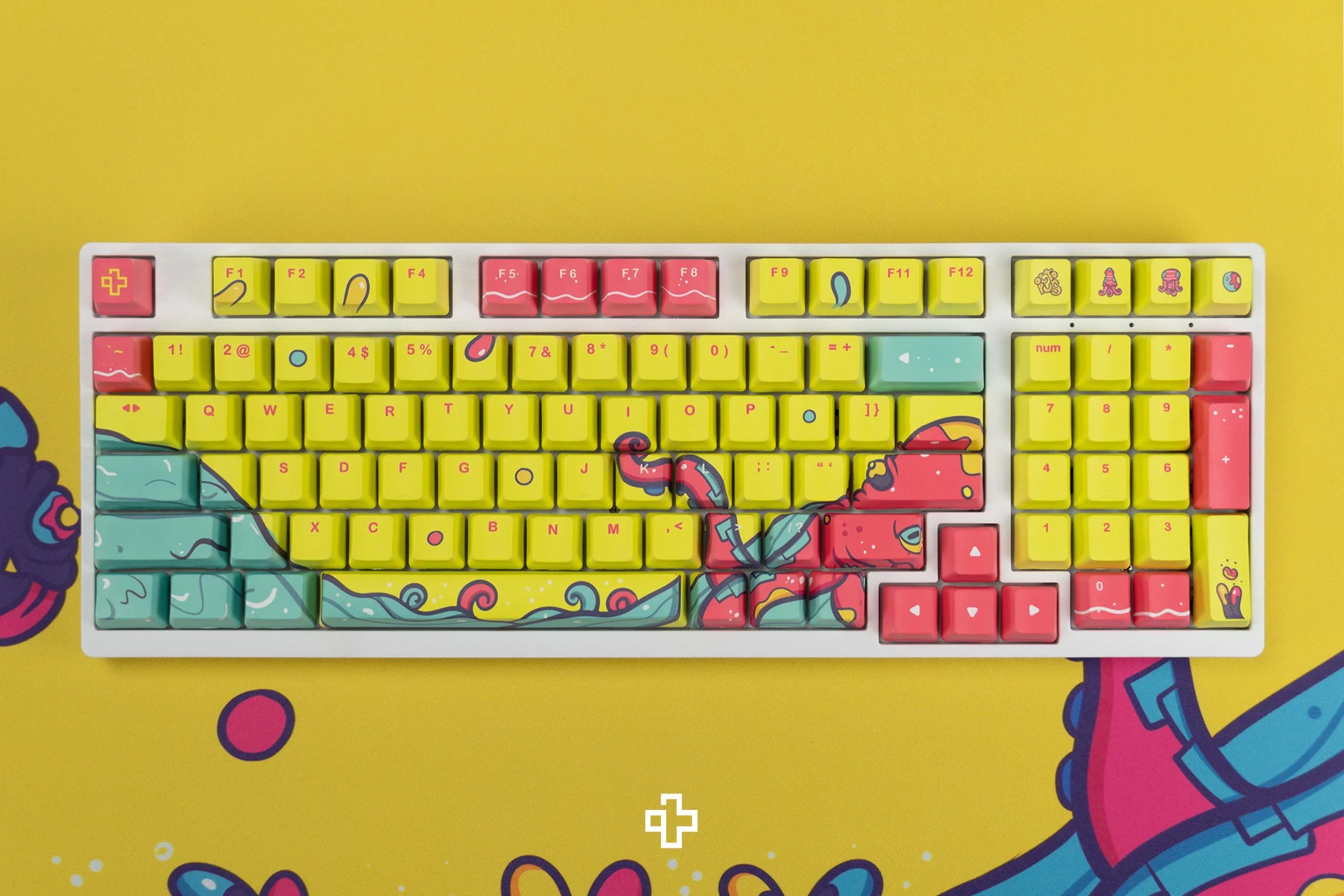 QwertyKey Octopus Yellow OEM Profile PBT Keycap Set