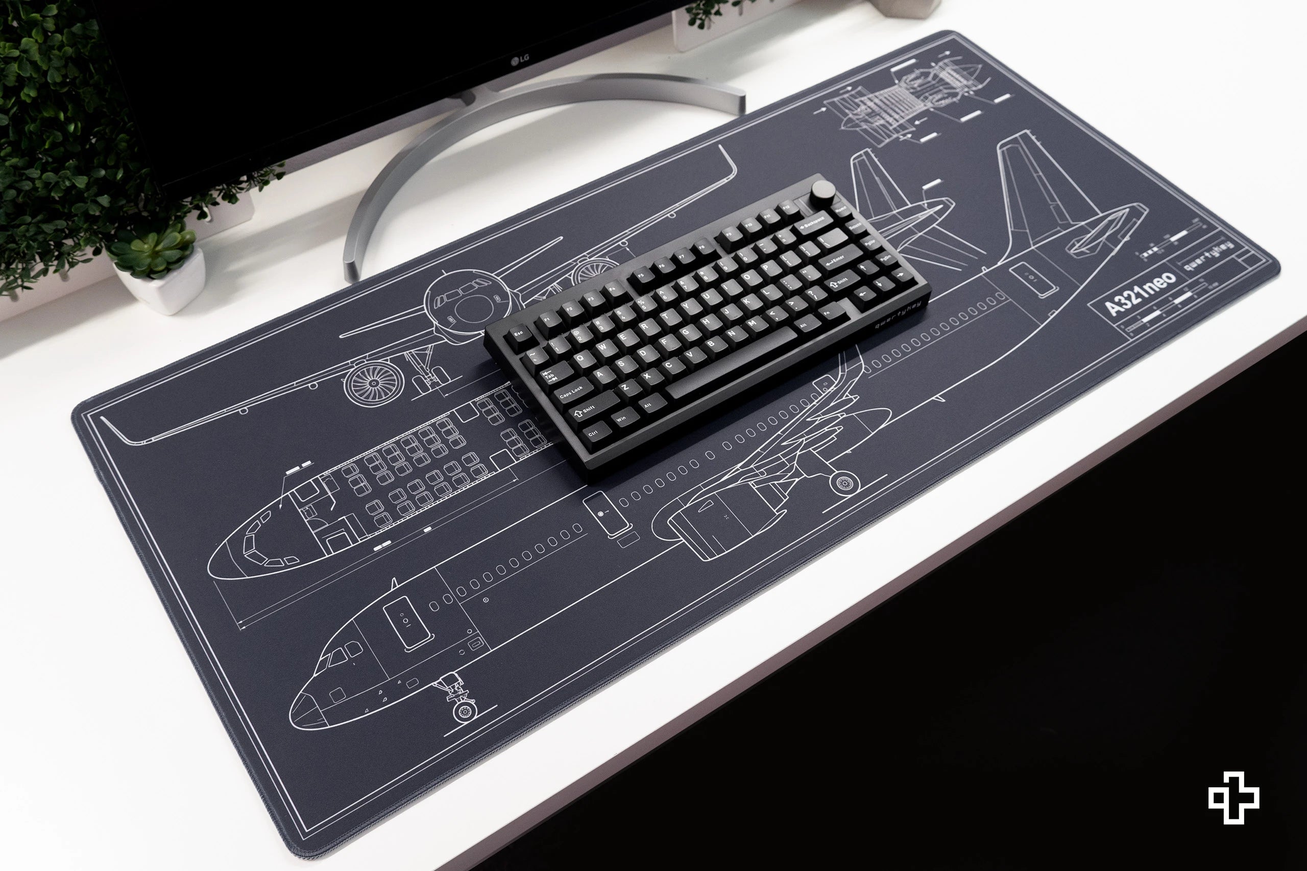 Deskmat Mousepad Plane Blueprint 4mm Stitched Edges