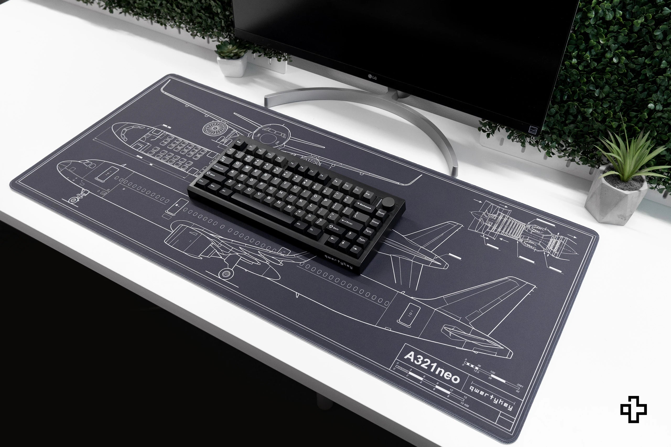 Deskmat Mousepad Plane Blueprint 4mm Stitched Edges