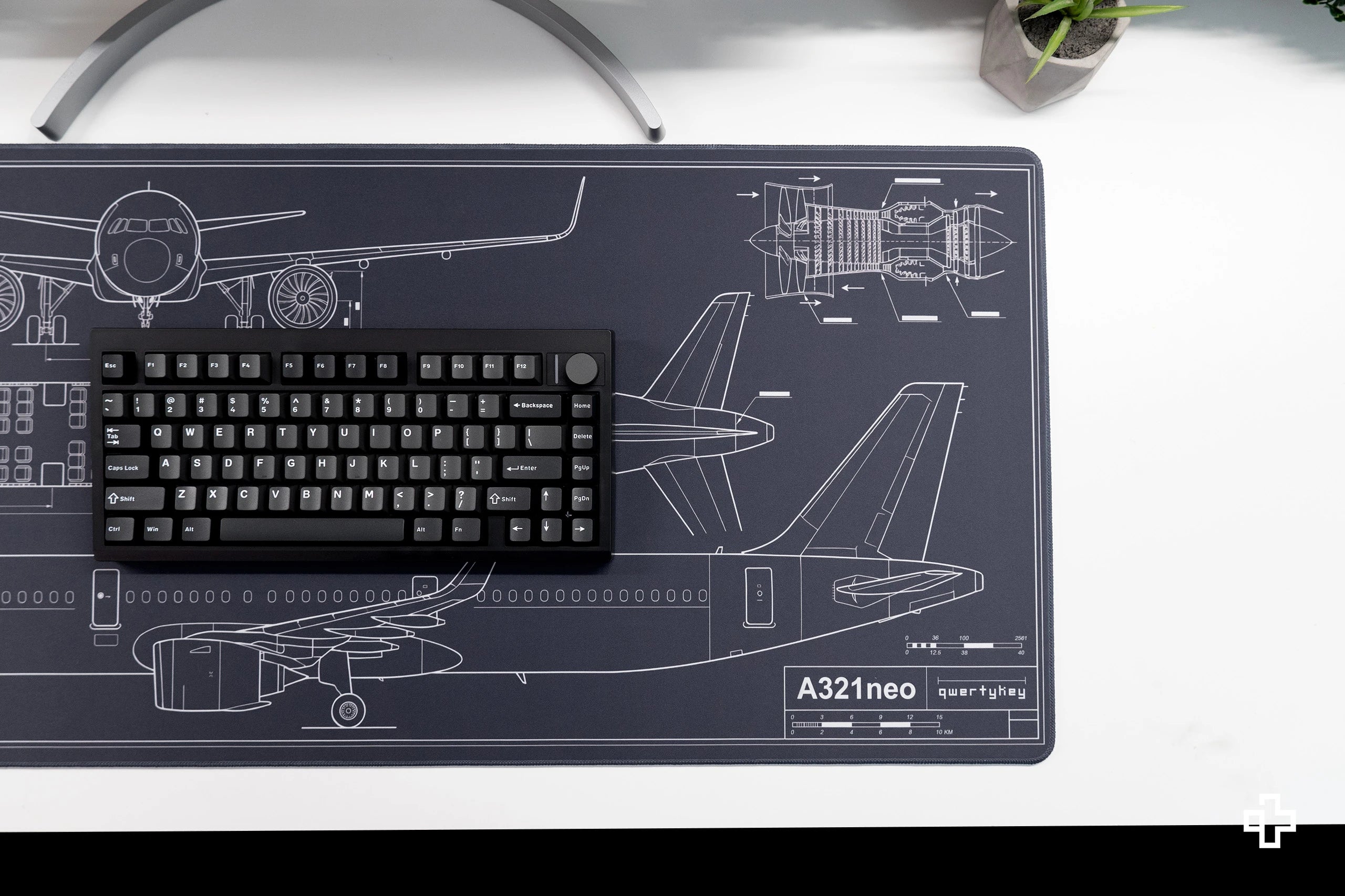 Deskmat Mousepad Plane Blueprint 4mm Stitched Edges