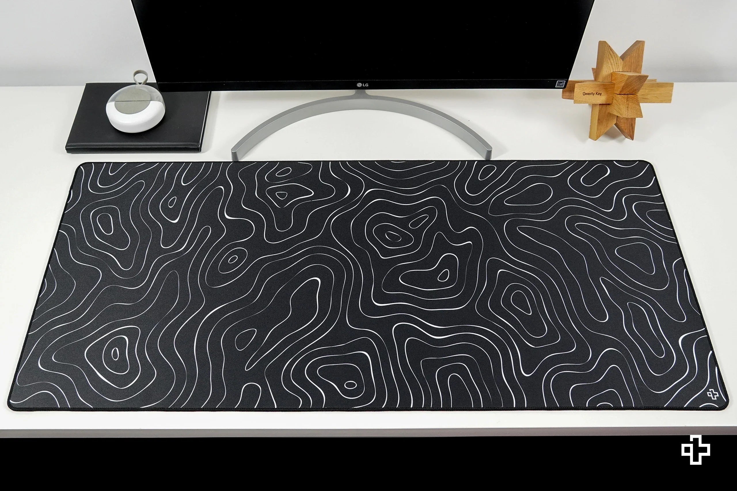 QwertyKey Topographic Black Deskmat 4mm Stitched Edges