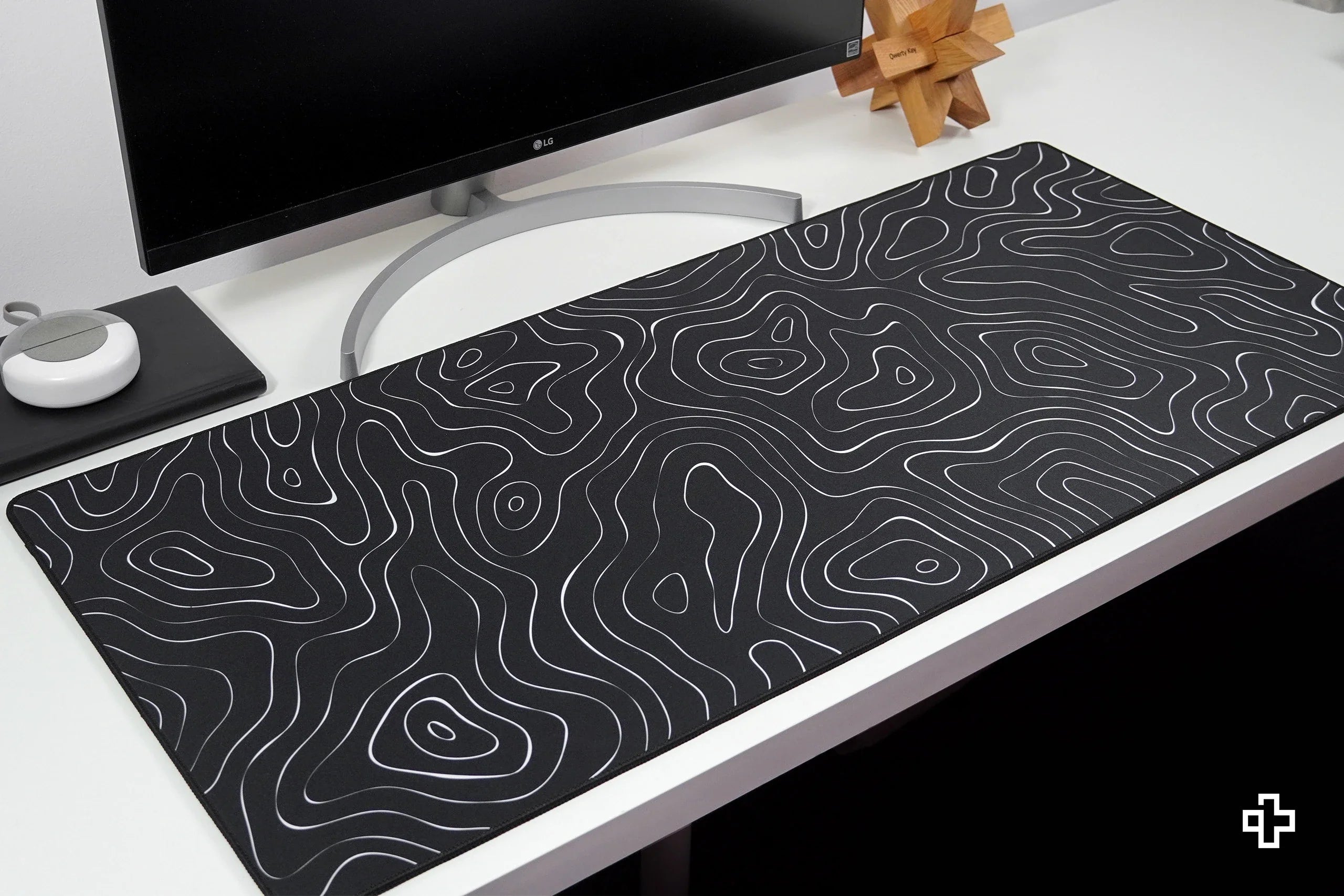 QwertyKey Topographic Black Deskmat 4mm Stitched Edges