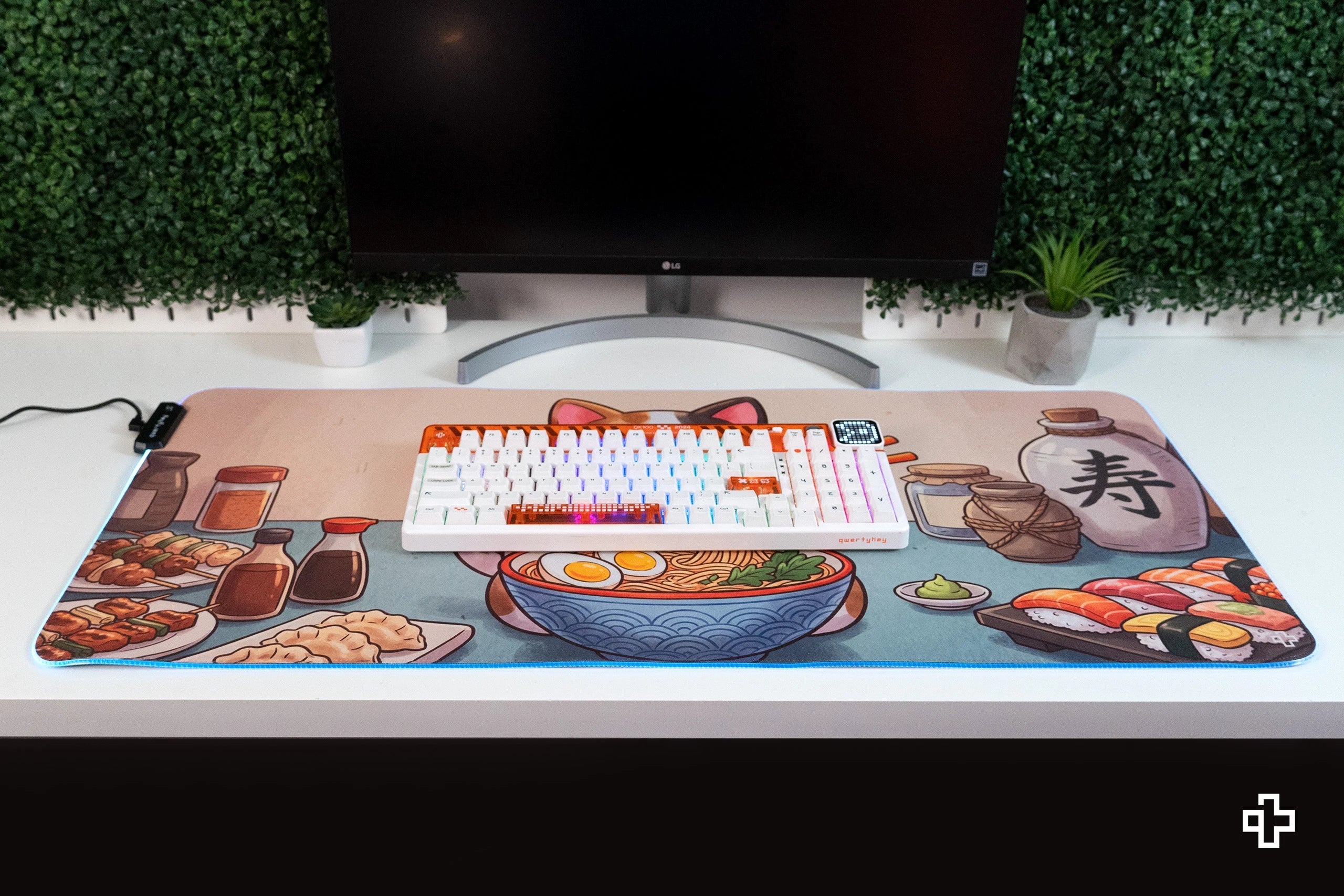 Deskmat Mousepad Lucky Neko Ramen RGB 4mm Stitched Edges