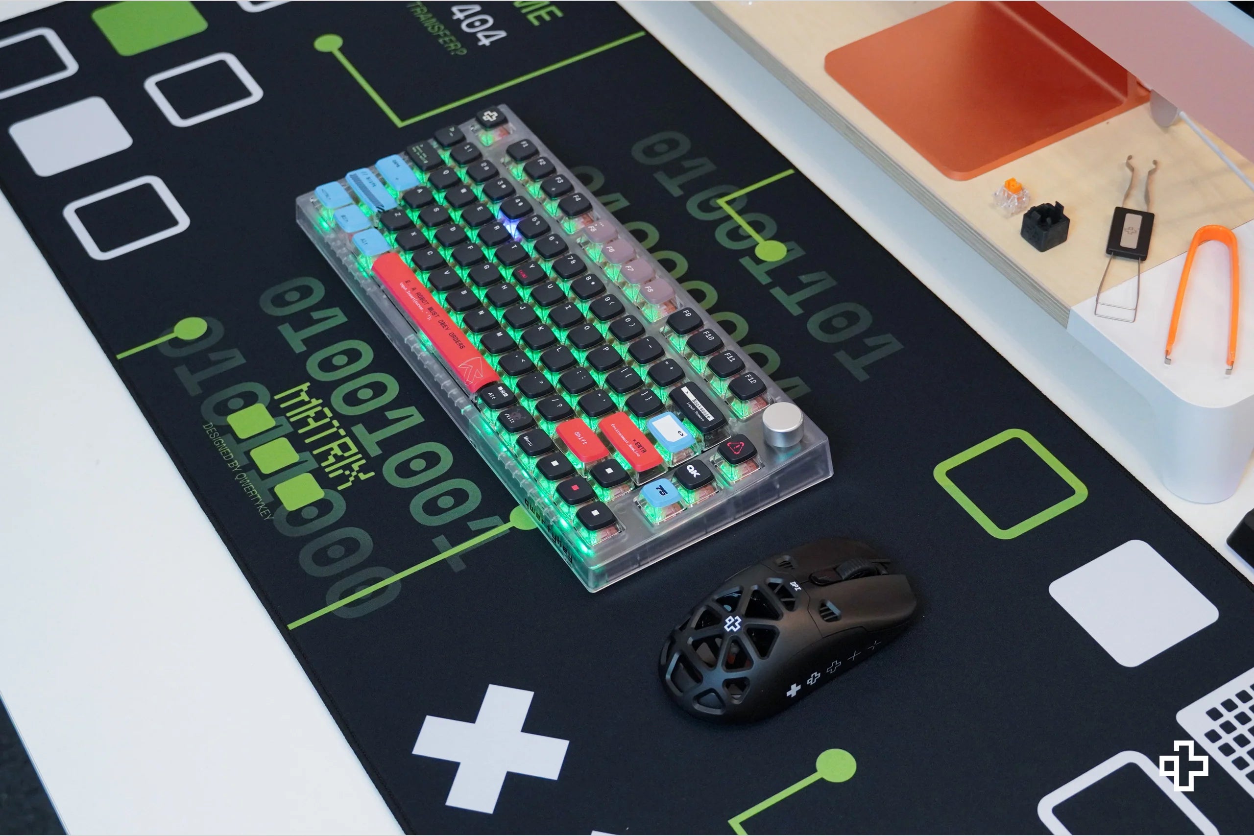 QwertyKey Matrix Deskmat 4mm Stitched Edges
