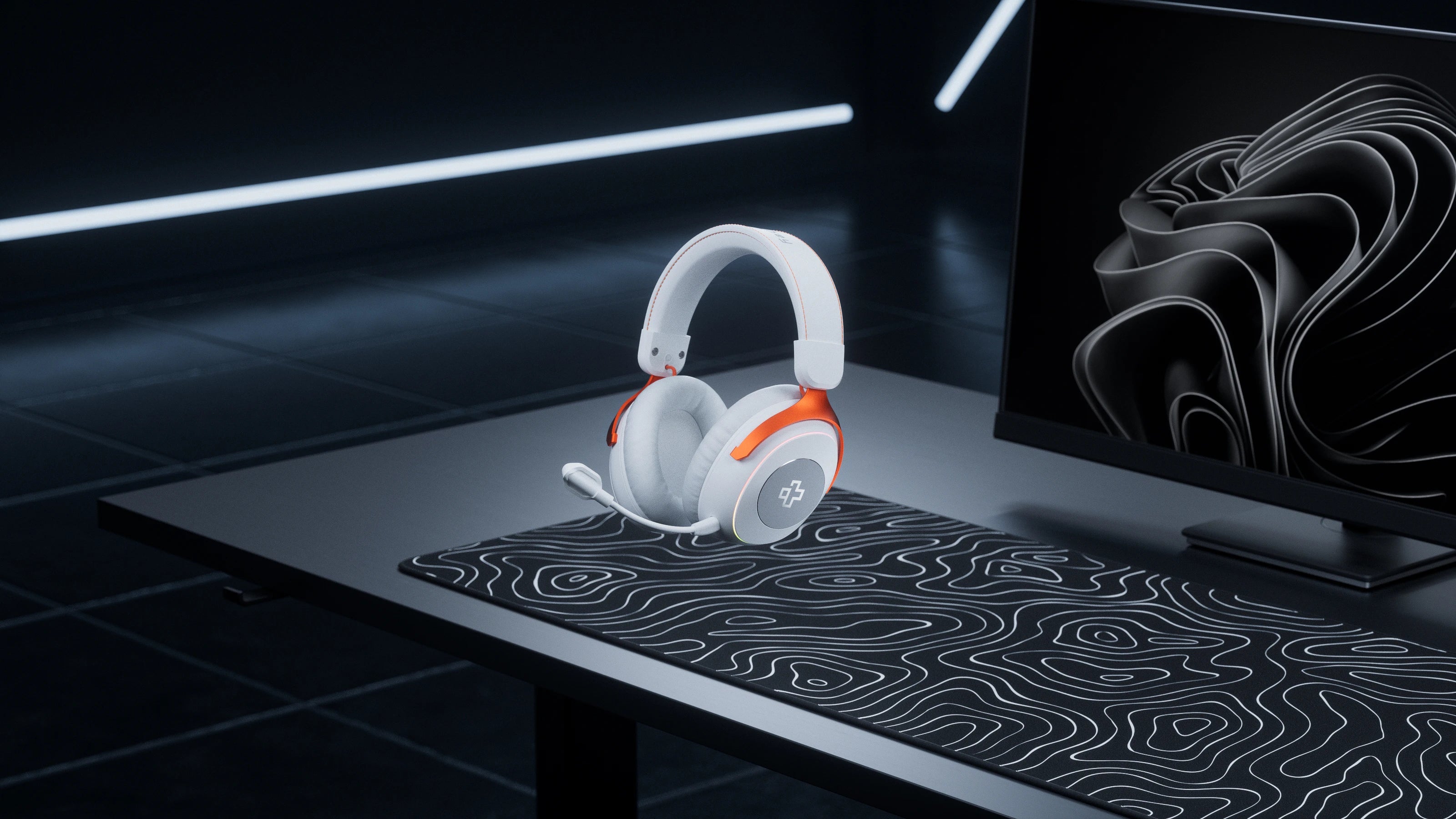QwertyKey Pulse White, Trio Mode, RGB, Software, Microphone with AI Noise Canceling Wireless Gaming Headset