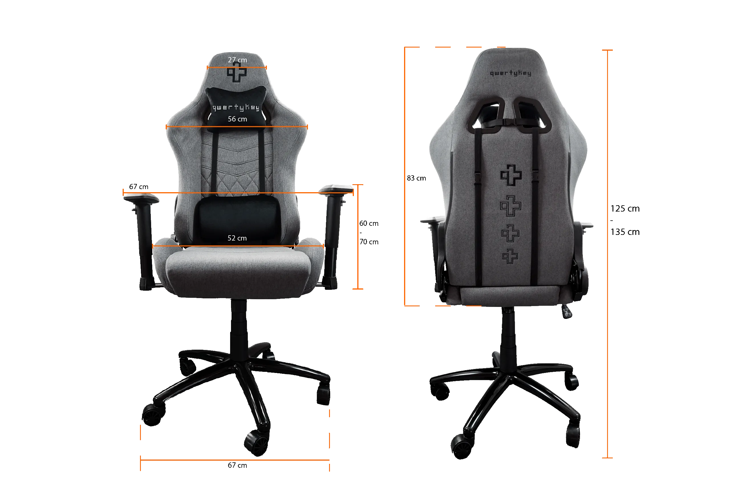 QwertyKey - QK/ALT, Gray Gaming Chair