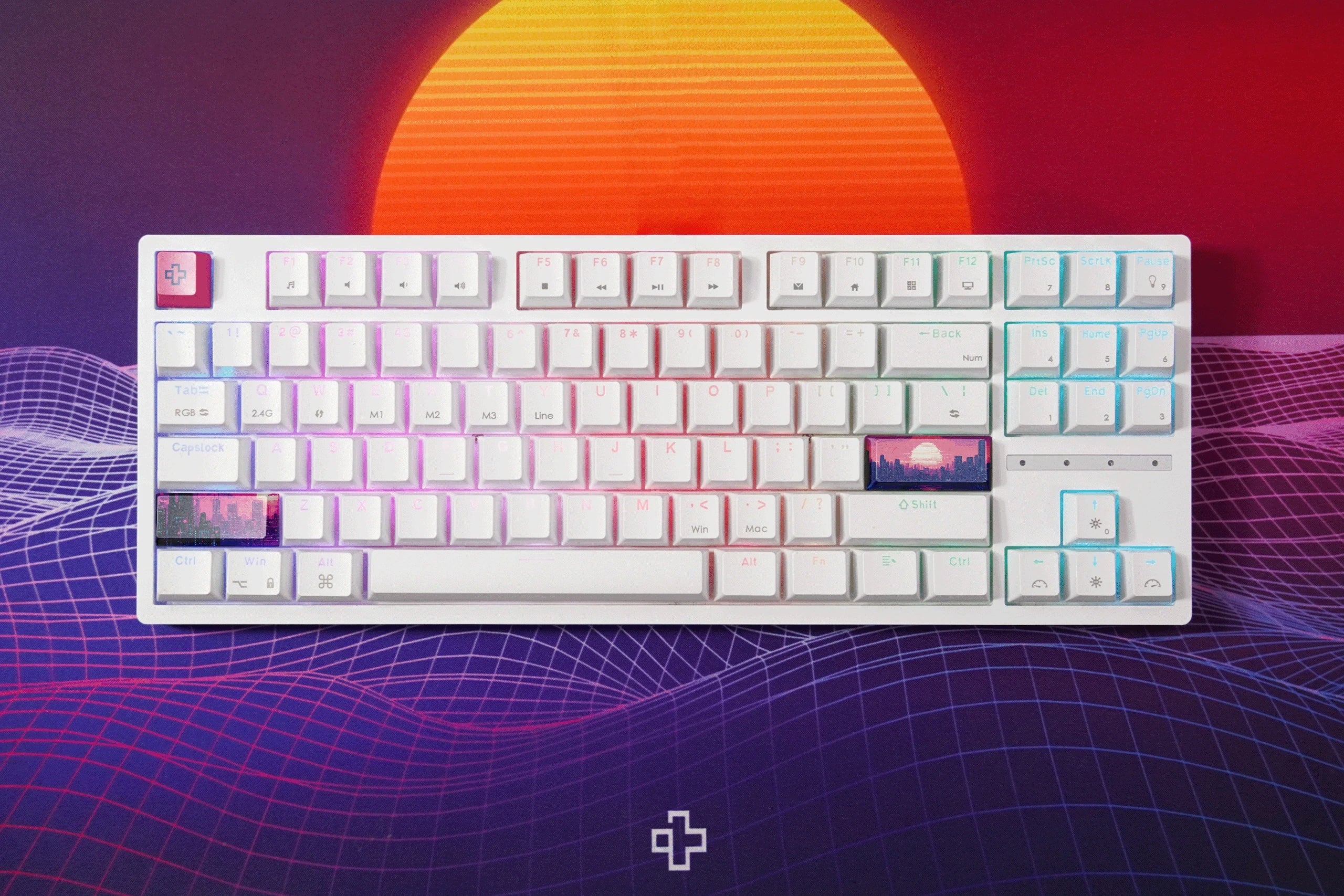 QwertyKey H87 White Bluetooth Wireless Hotswap RGB Mechanical Gaming Keyboard