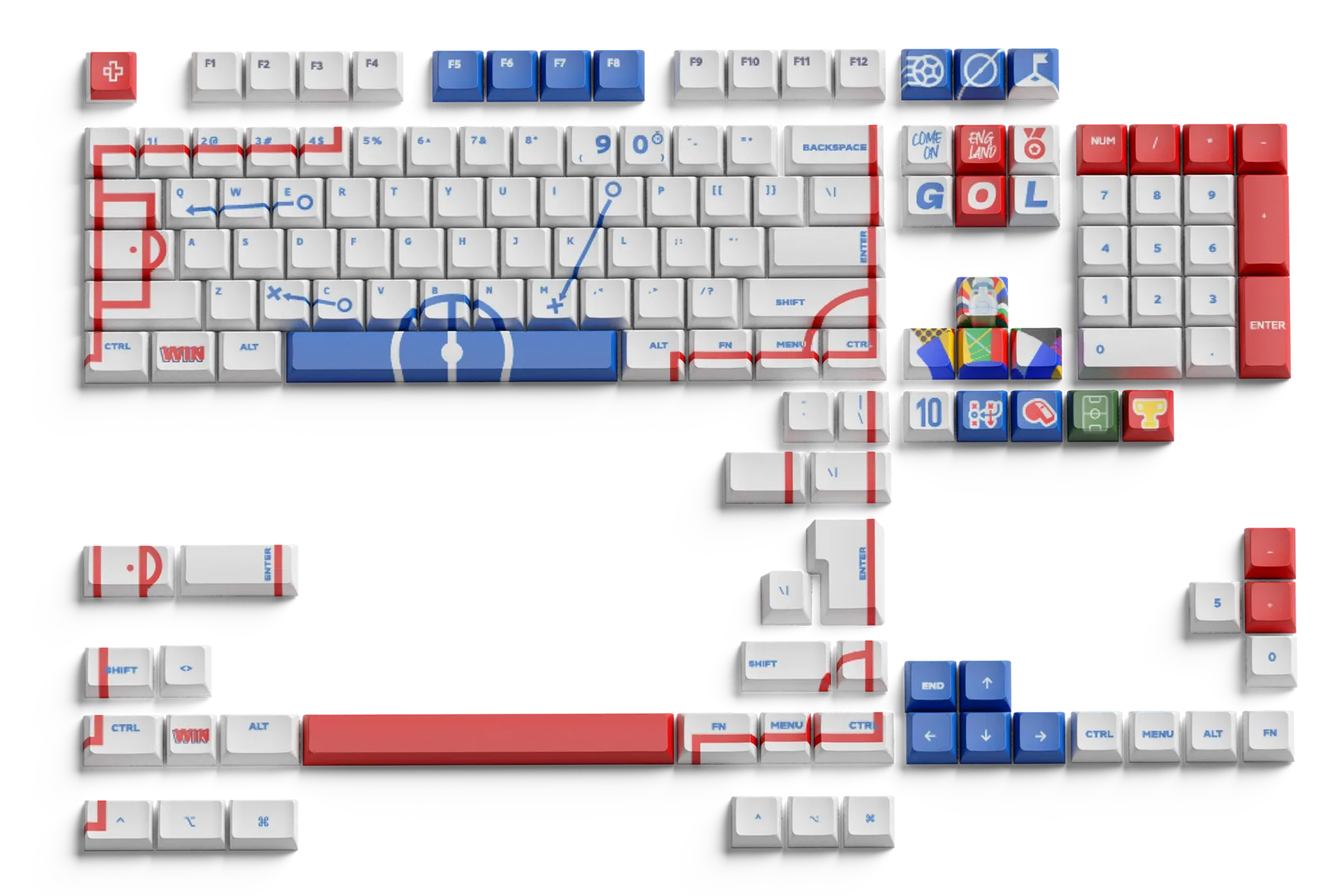 QwertyKey Euro 2024 England XDA Profile PBT Keycap Set