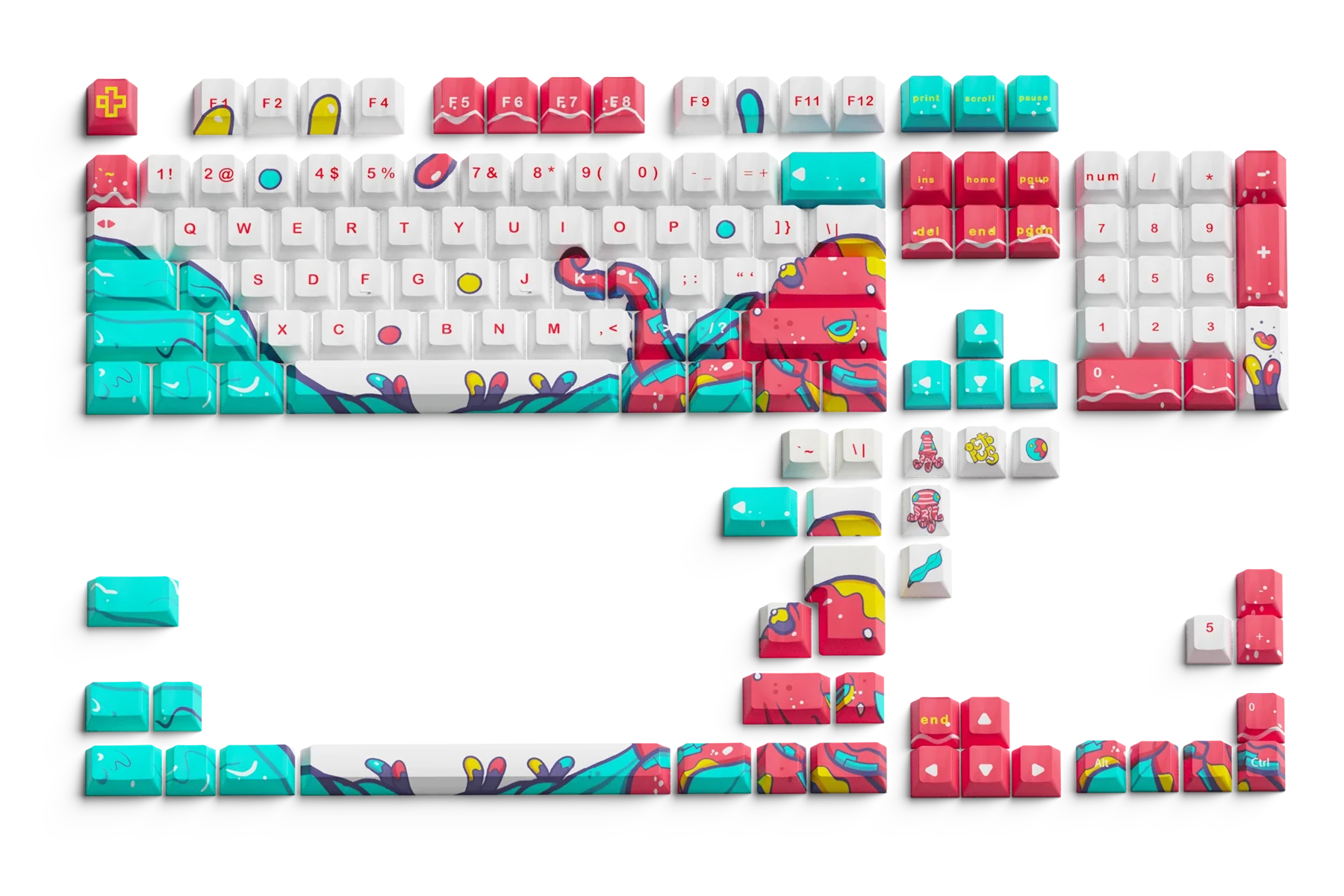 QwertyKey Octopus White OEM Profile PBT Keycap Set