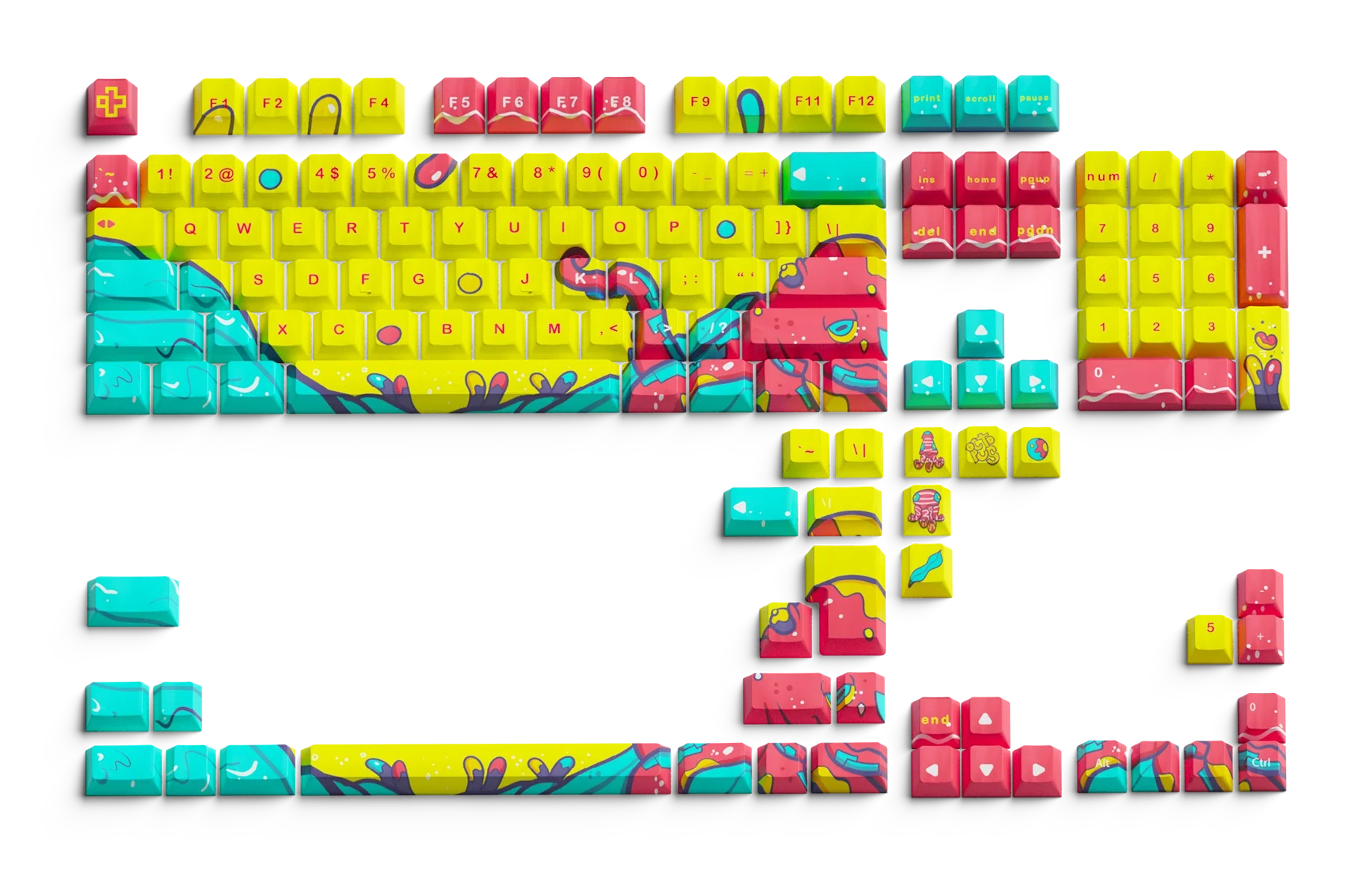 QwertyKey Octopus Yellow OEM Profile PBT Keycap Set