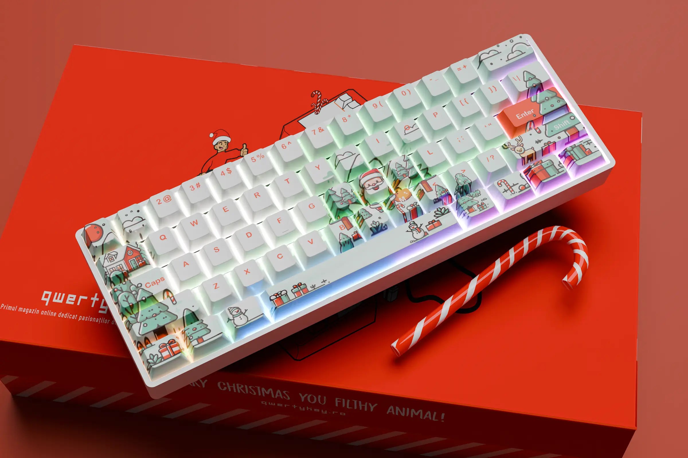 QwertyKey Santa Hotswap Christmas Mechanical Gaming Keyboard