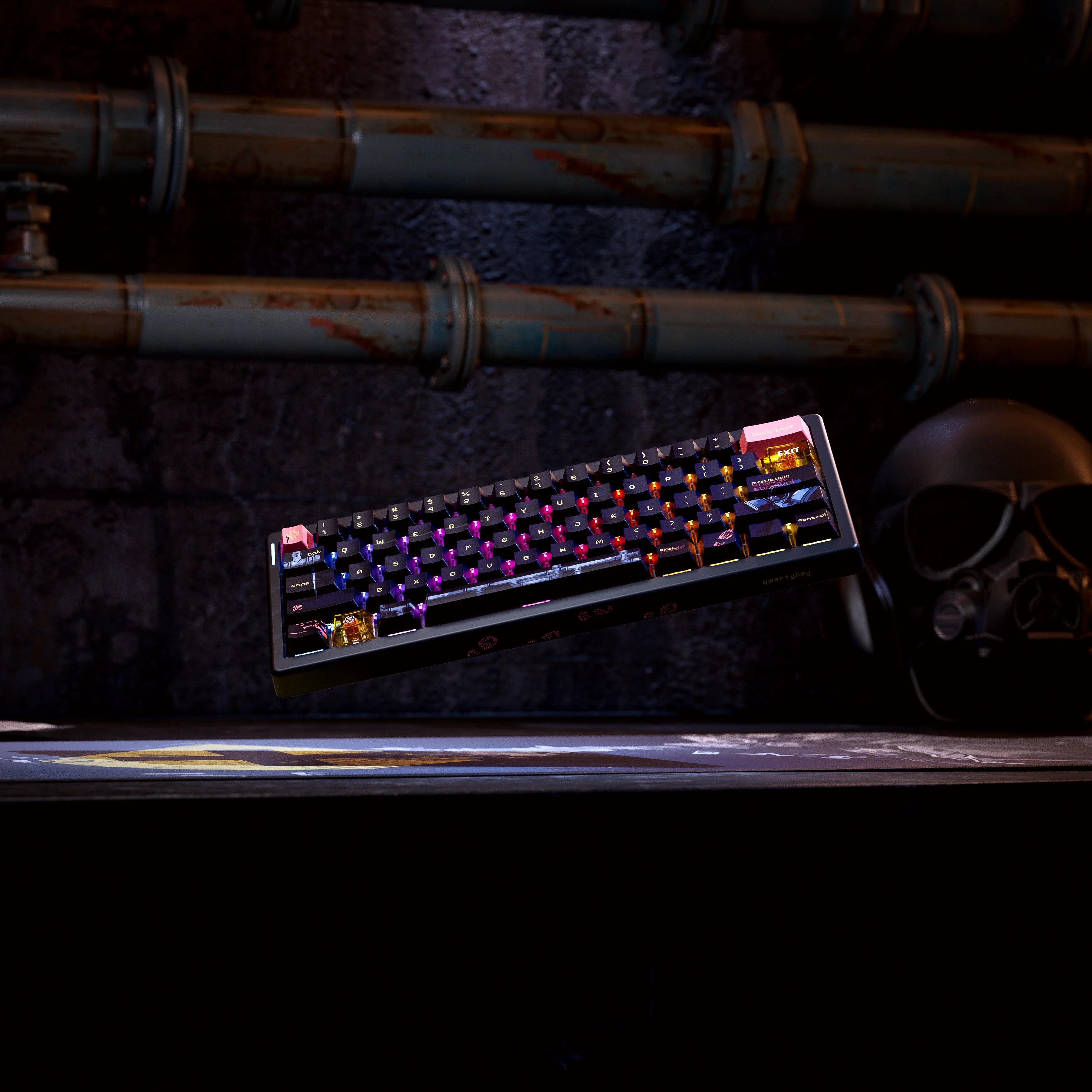 QwertyKey61 PRO Fallout Bluetooth Wireless Hotswap RGB Mechanical Gaming Keyboard