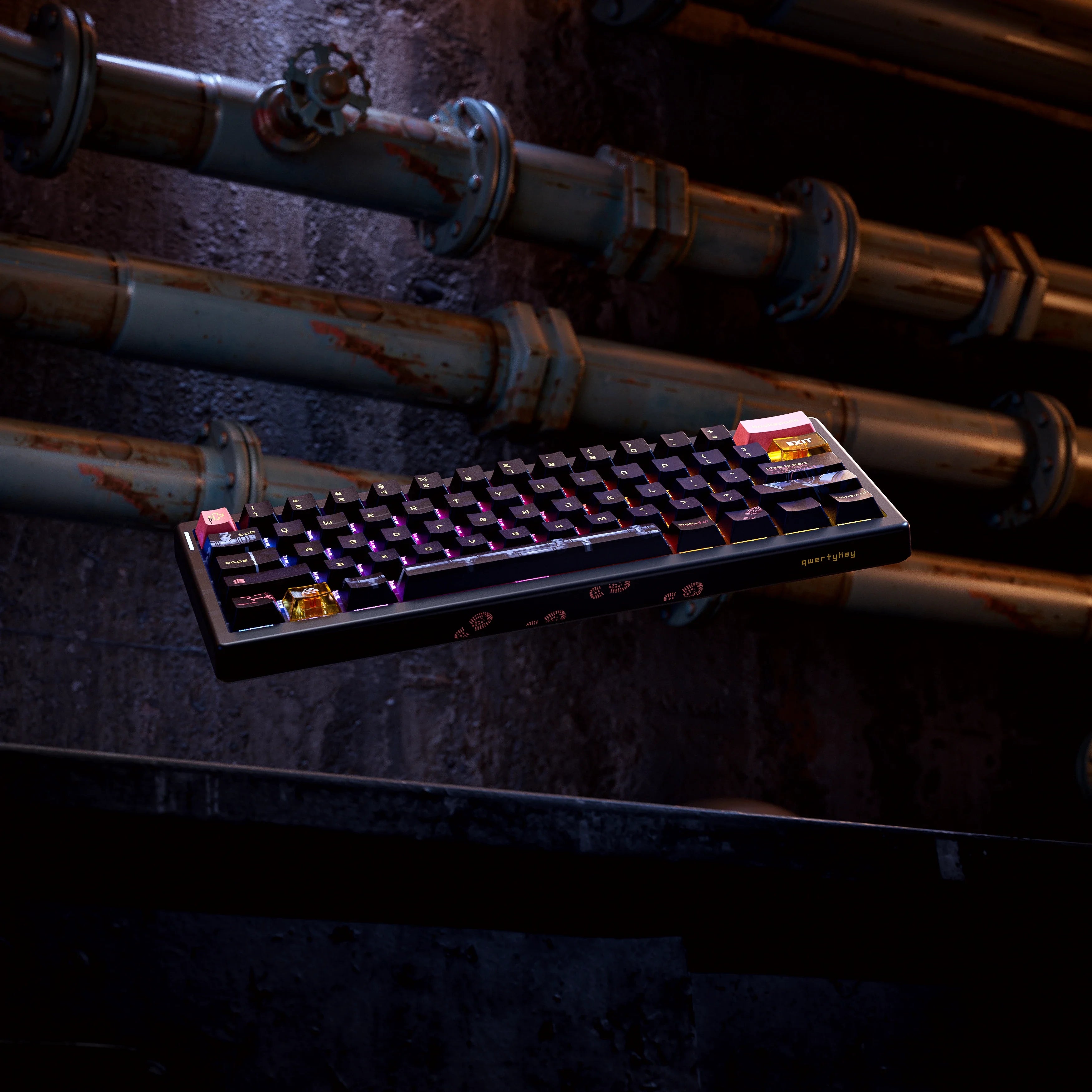 QwertyKey61 PRO Fallout Bluetooth Wireless Hotswap RGB Mechanical Gaming Keyboard