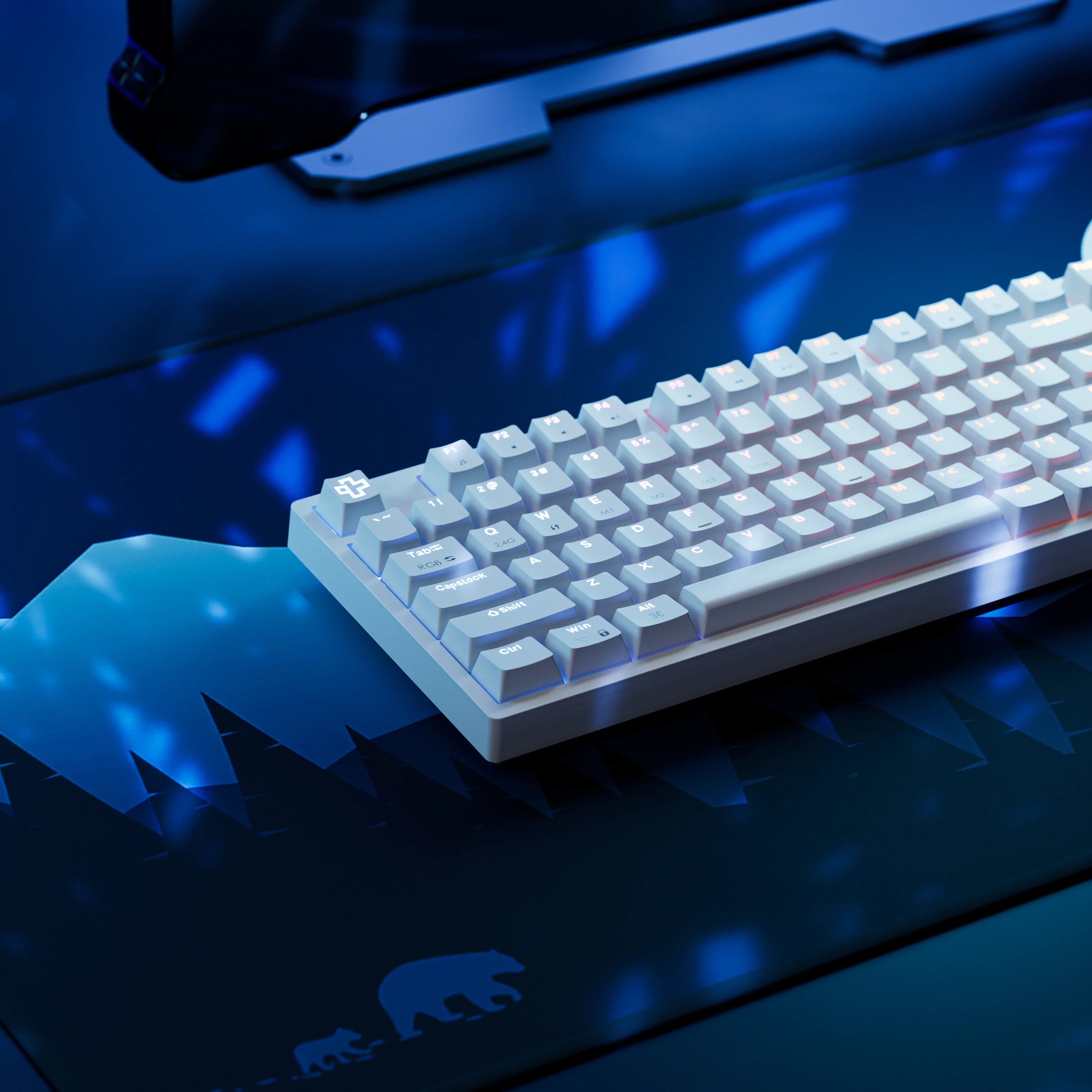 QwertyKey H100 White Bluetooth Wireless Hotswap RGB Mechanical Gaming Keyboard